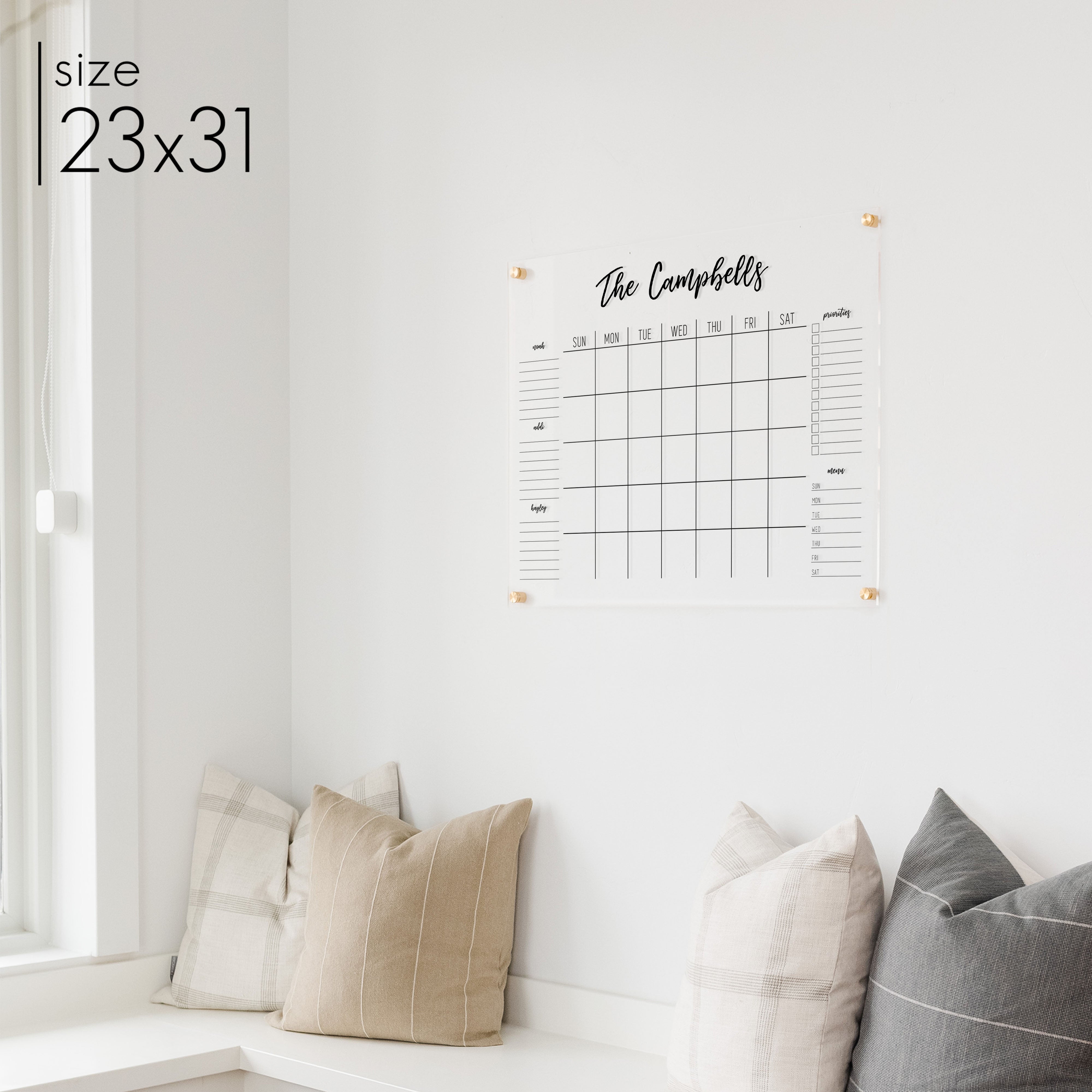 Monthly Acrylic Calendar + 5 Sections | Horizontal Traeger