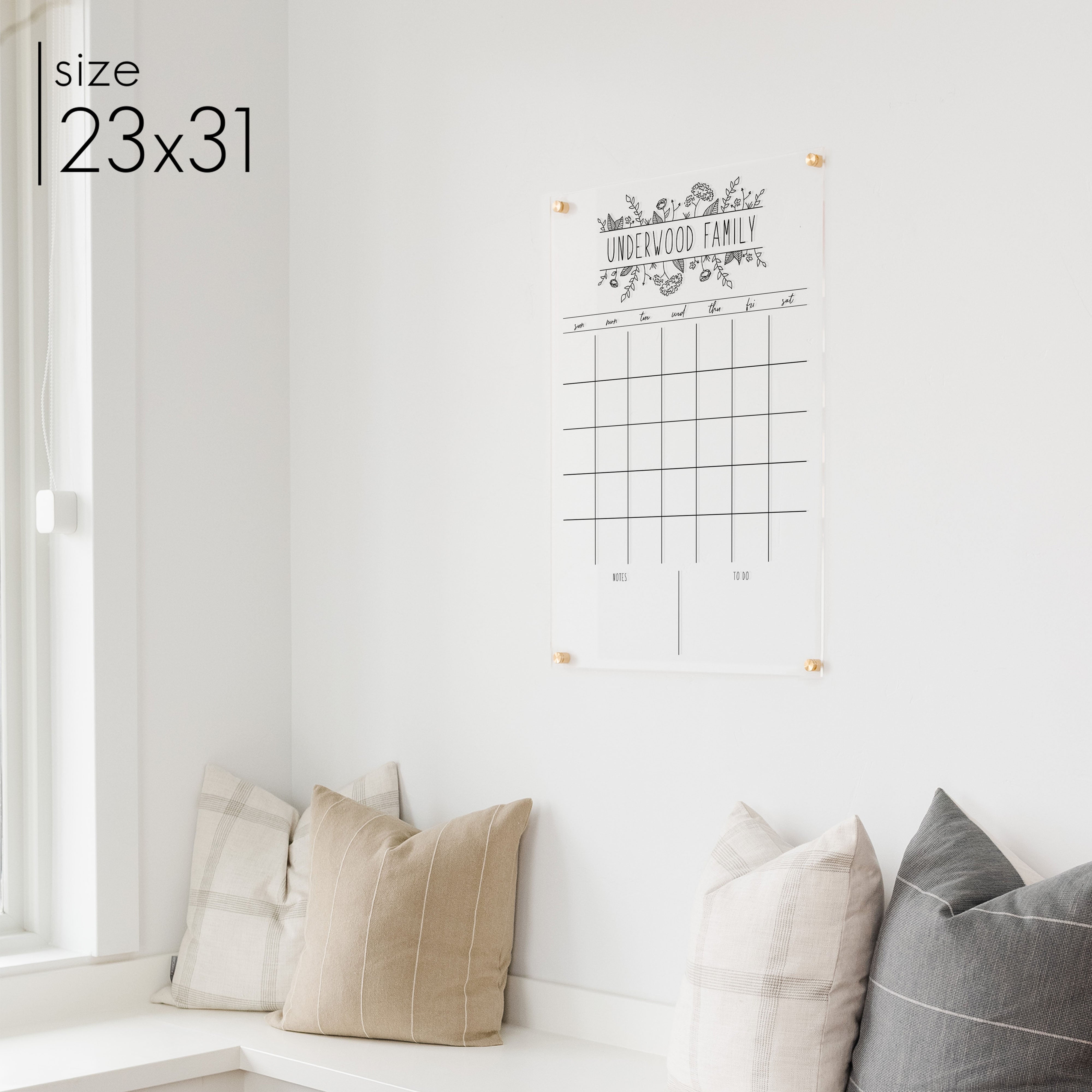 Monthly Acrylic Calendar + 2 Sections | Vertical Lucy