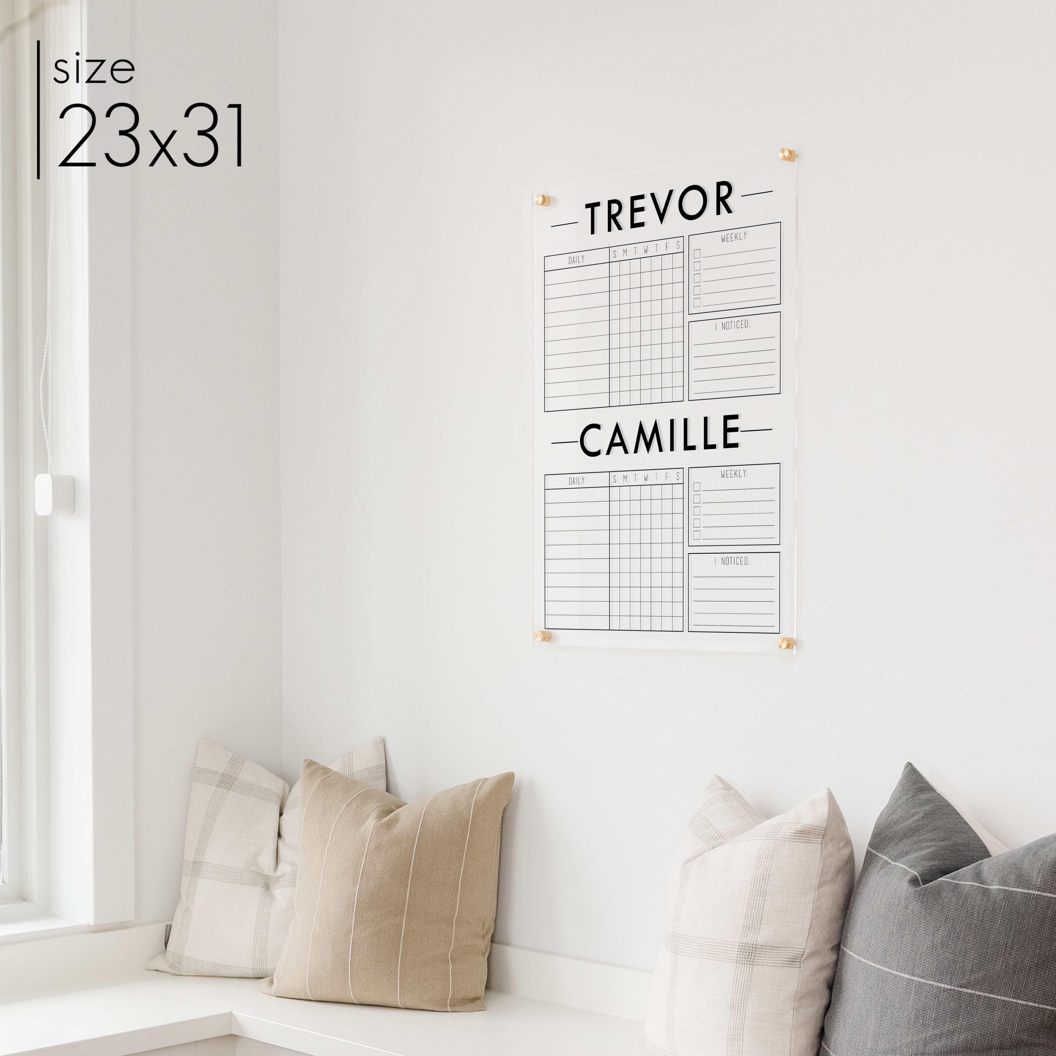 2 Person Acrylic Chore Chart | Vertical Multi-Style