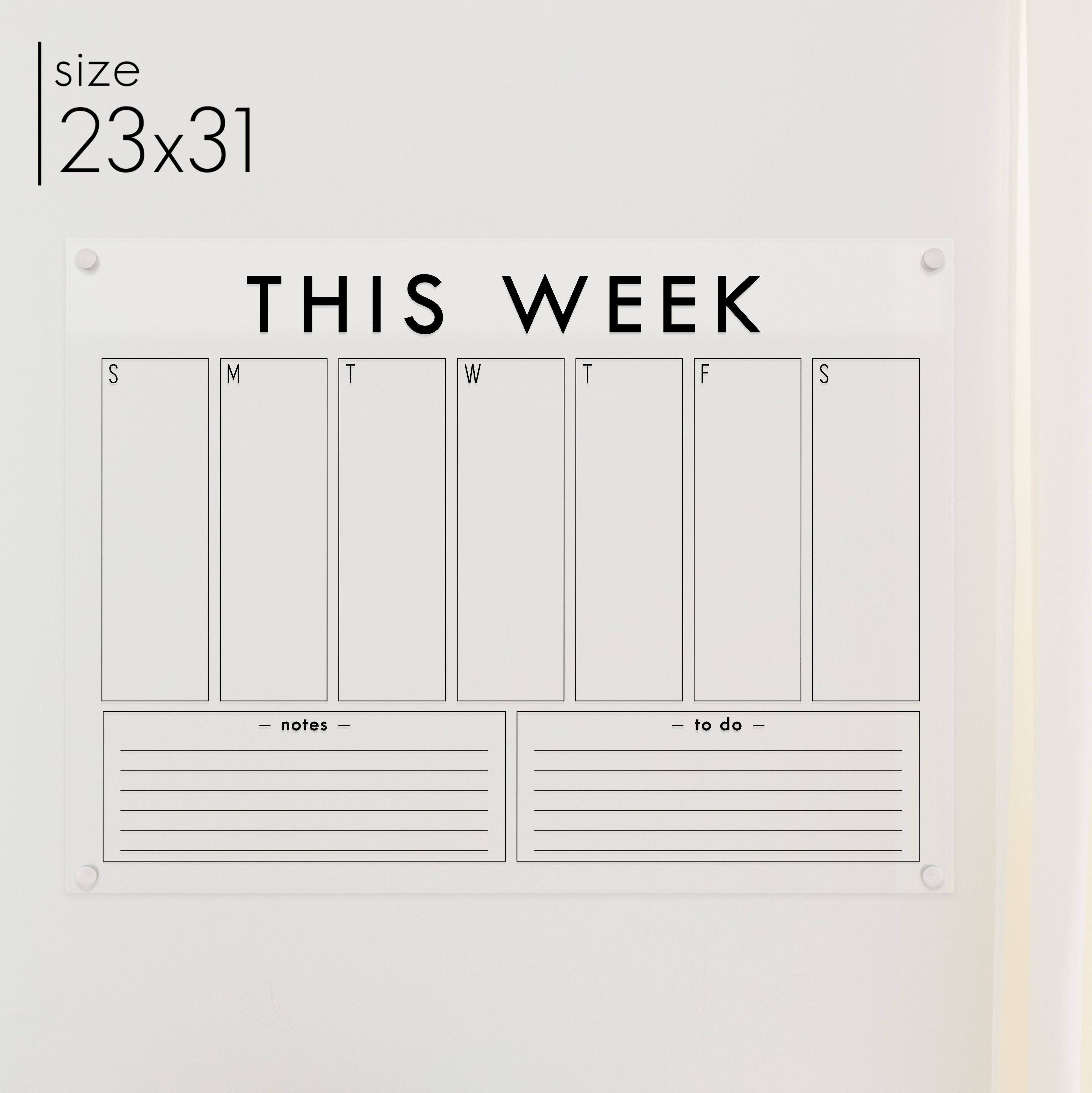 Weekly Acrylic Calendar + 2 Sections | Horizontal Craig