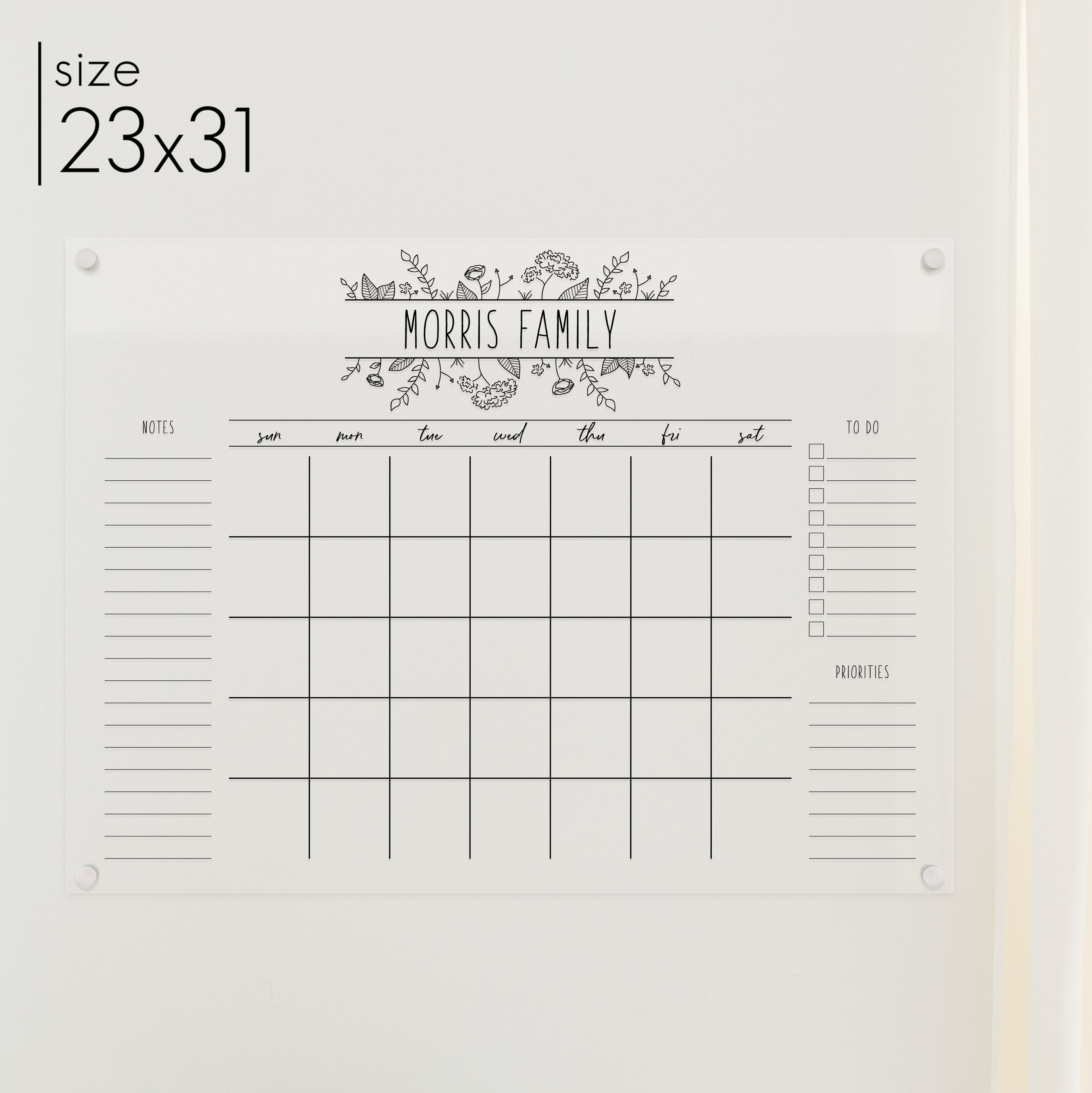 Monthly Acrylic Calendar + 3 Sections | Horizontal Lucy