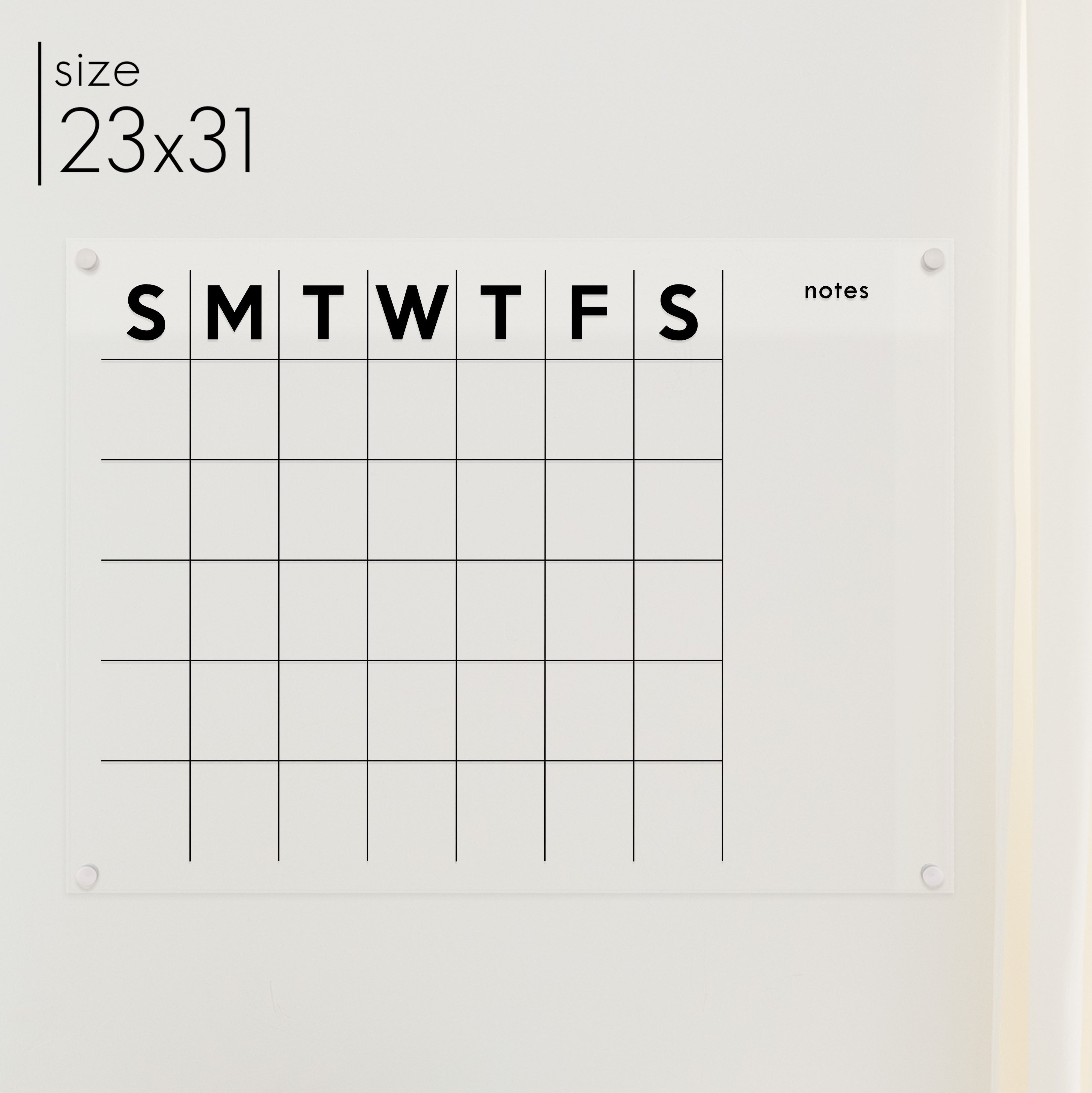 Monthly Acrylic Calendar + 1 Section | Horizontal Minimalist