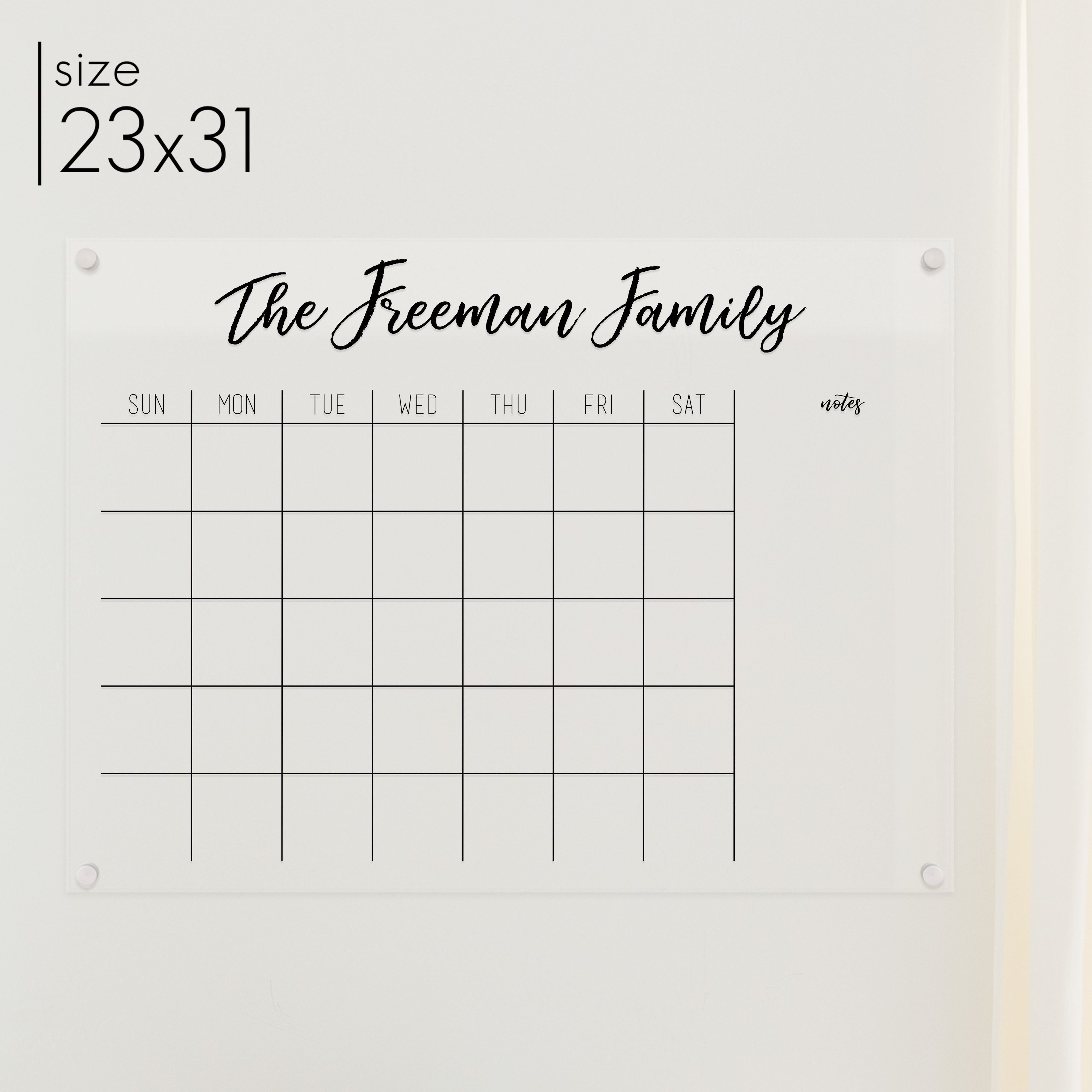 Monthly Acrylic Calendar + 1 Section | Horizontal Traeger