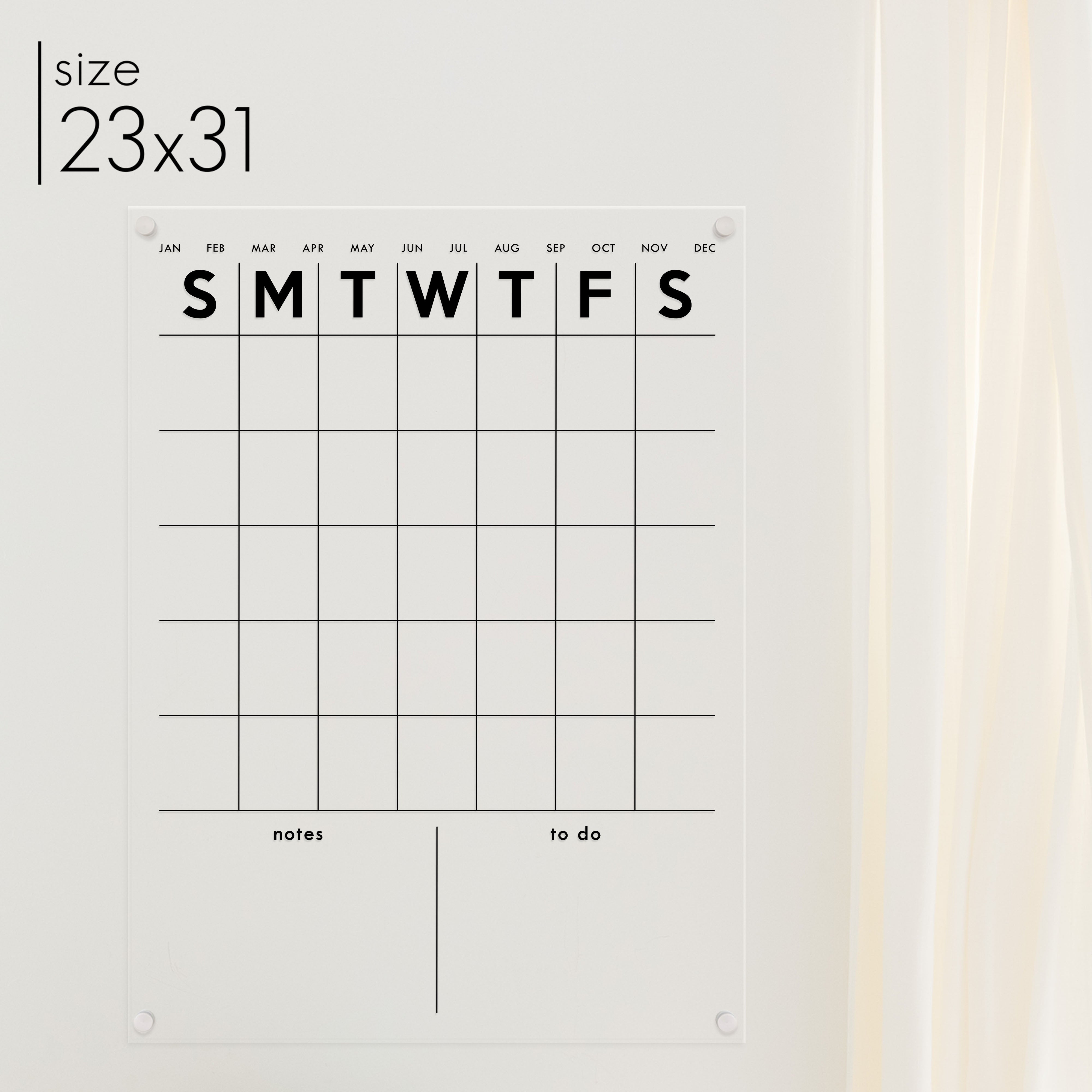 Monthly Acrylic Calendar + 2 Sections | Vertical Minimalist