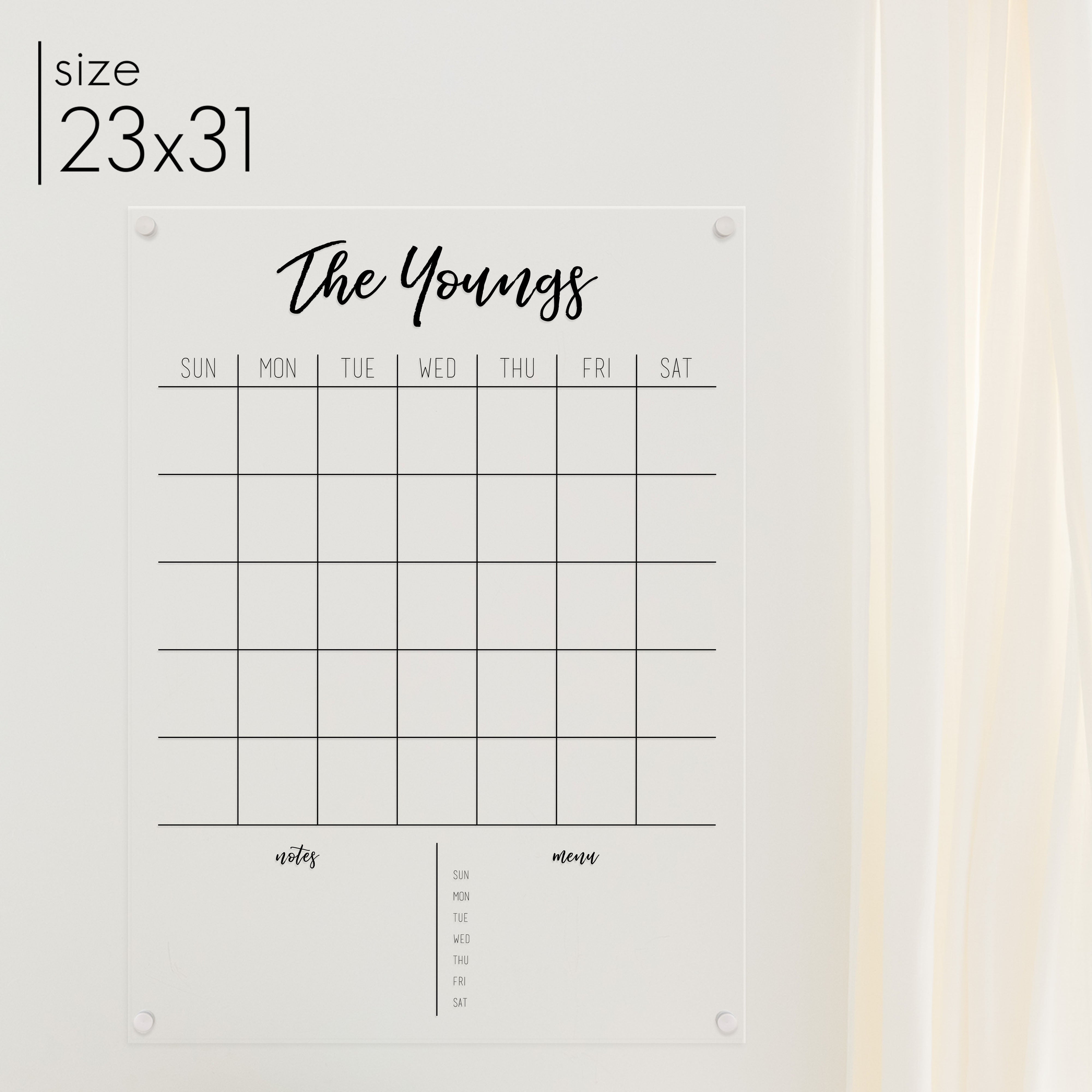 Monthly Acrylic Calendar + 2 Sections | Vertical Traeger