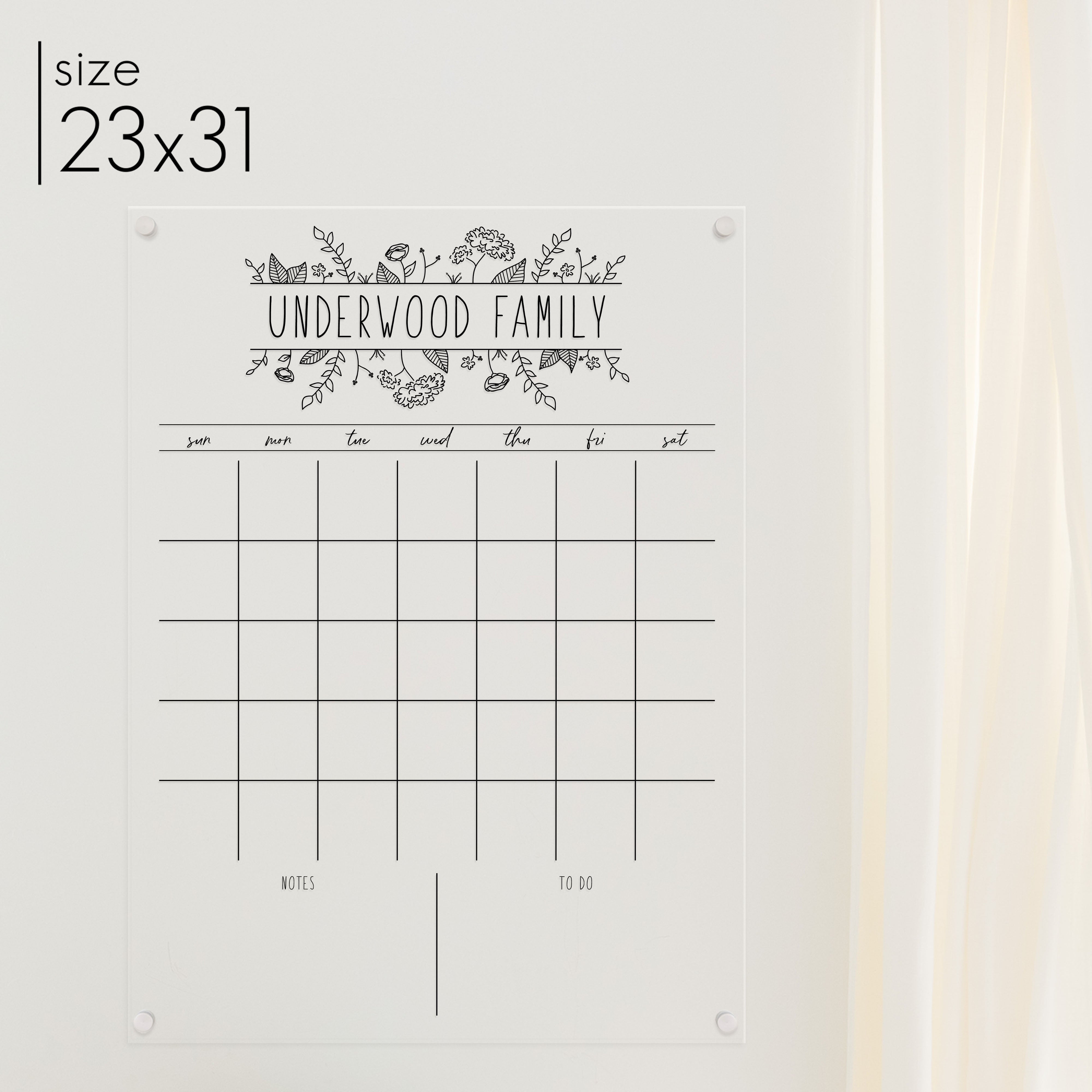 Monthly Acrylic Calendar + 2 Sections | Vertical Lucy