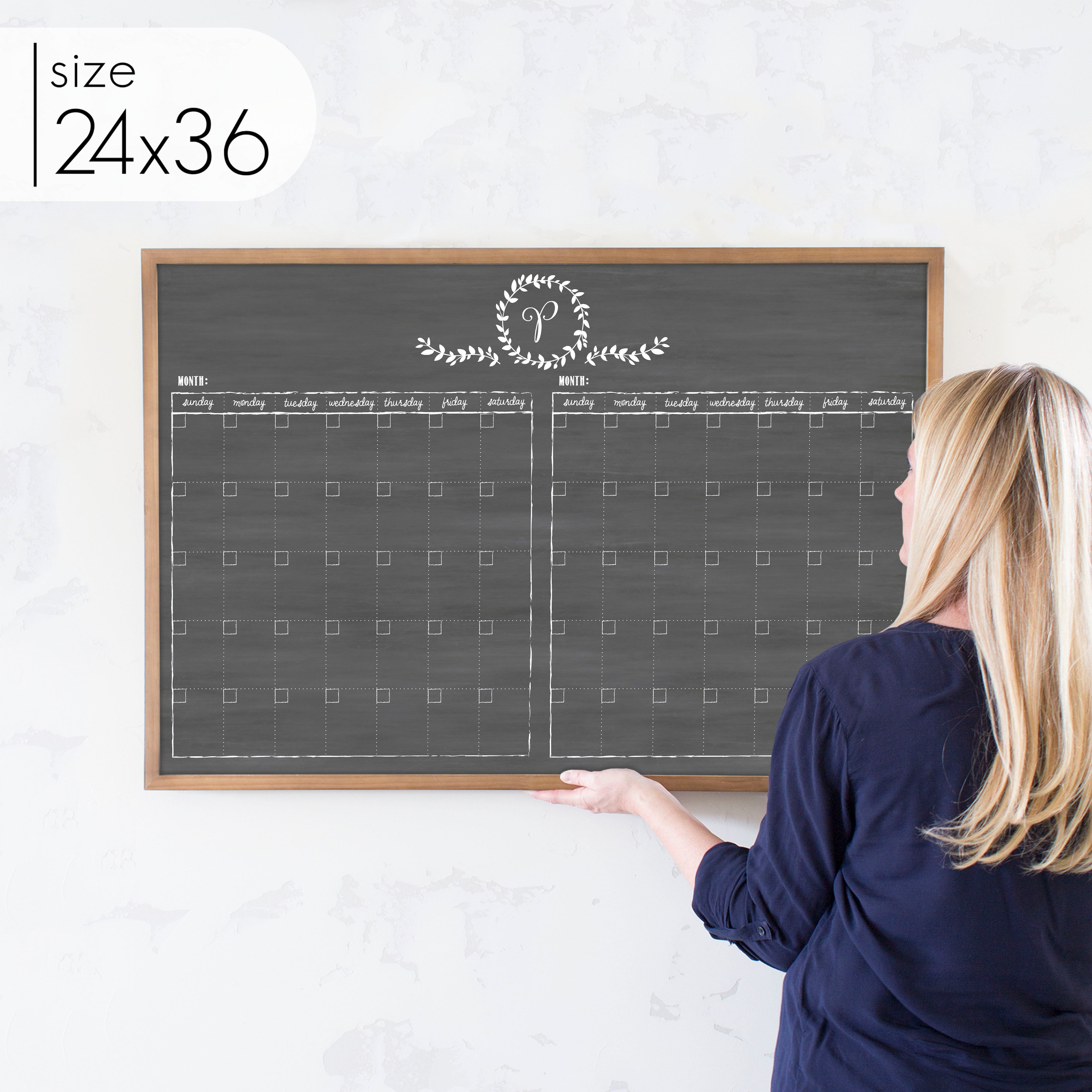 2 Month Framed Chalkboard Calendar | Horizontal Donna