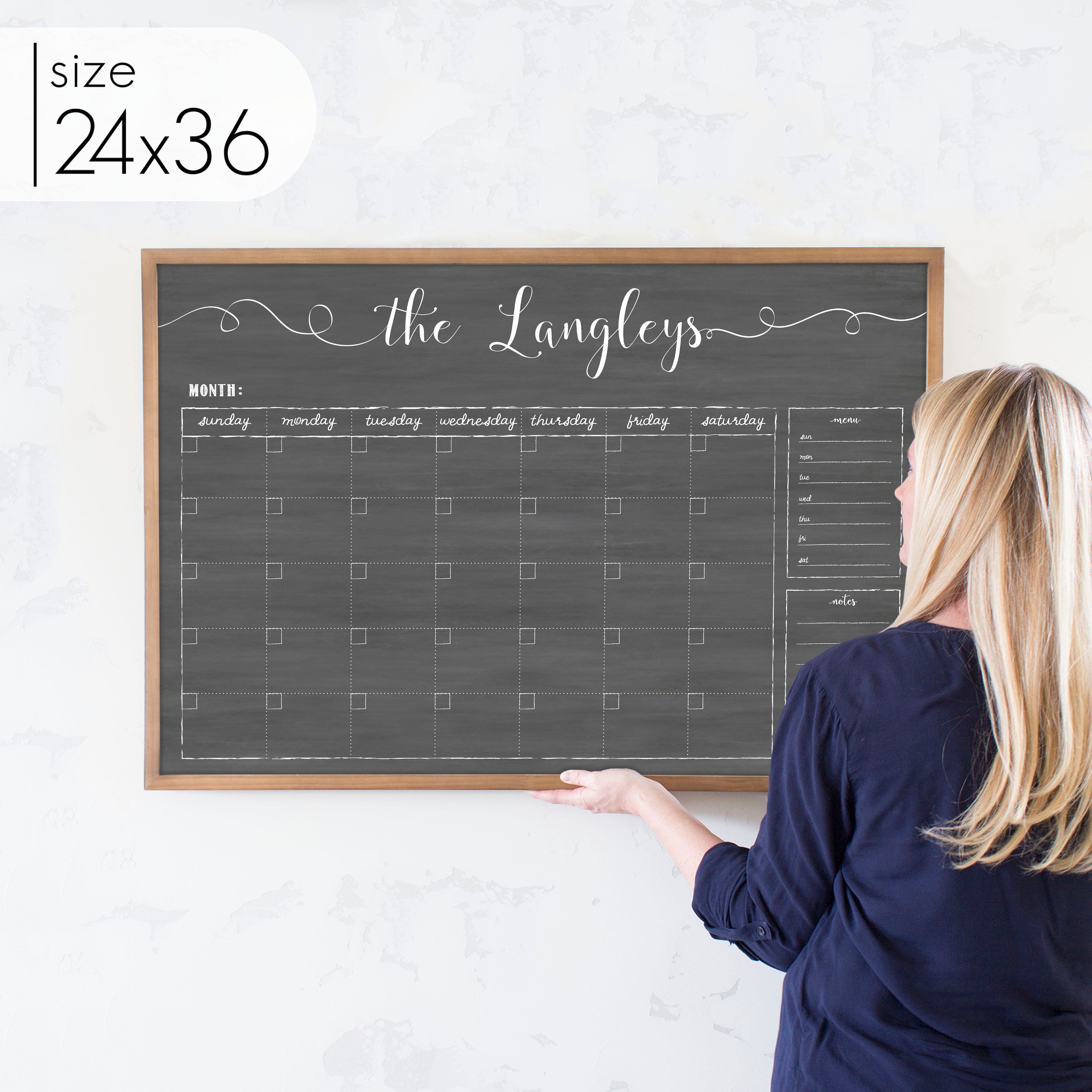 Monthly Framed Chalkboard Calendar + 2 sections | Horizontal Knope
