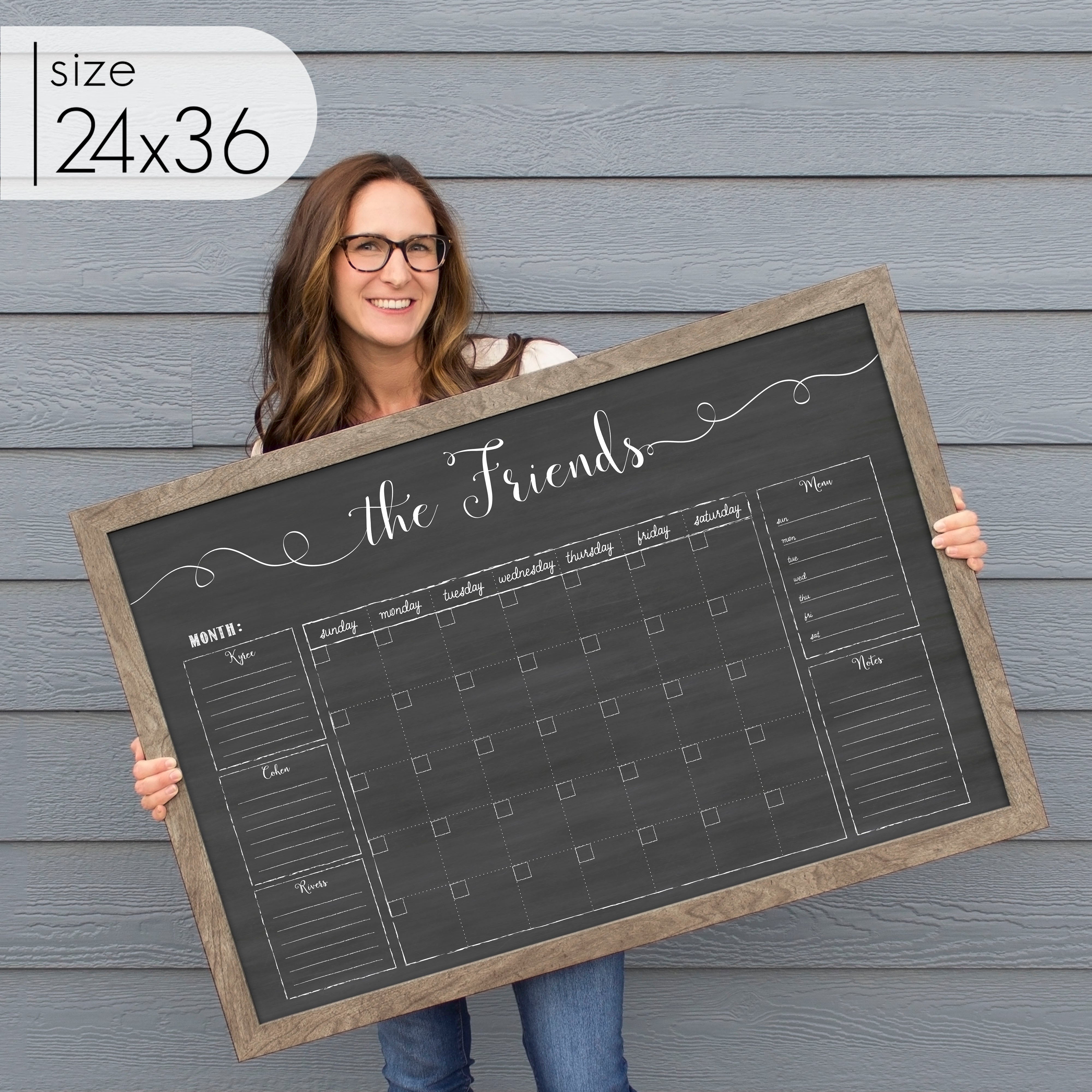 Monthly Framed Chalkboard Calendar + 5 sections | Horizontal Knope