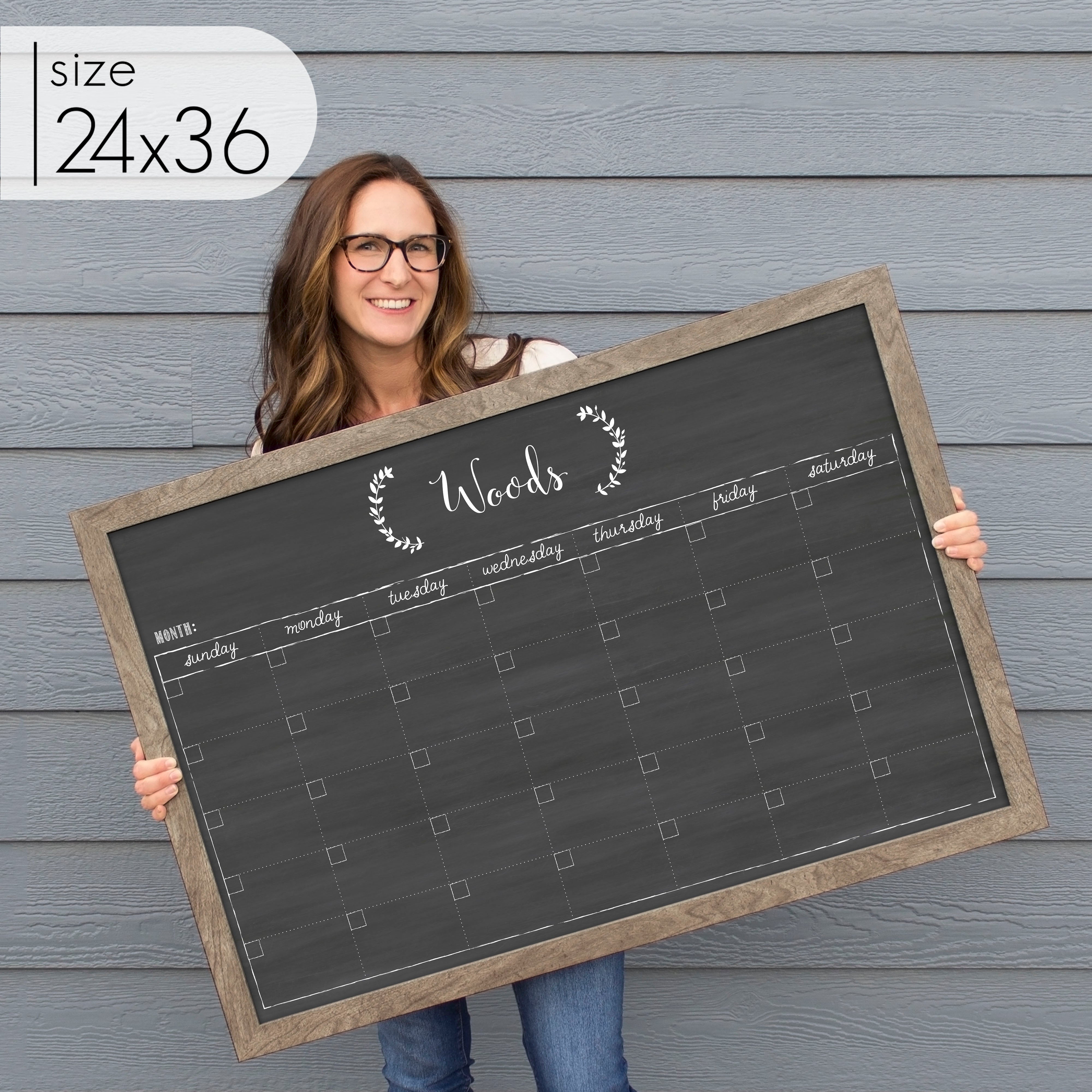 Monthly Framed Chalkboard Calendar | Horizontal Eagleton