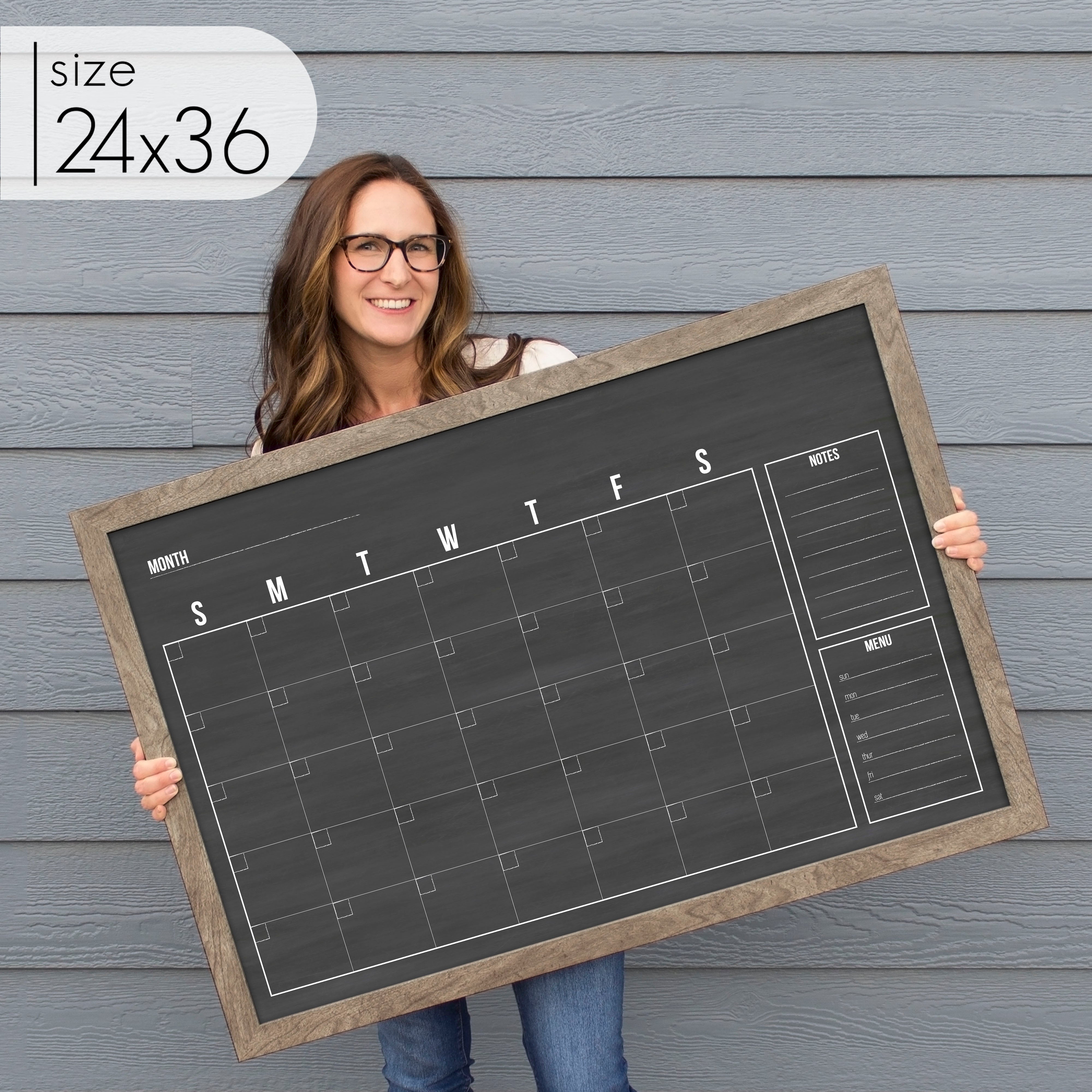 Monthly Framed Chalkboard Calendar + 2 sections | Horizontal Dwyer
