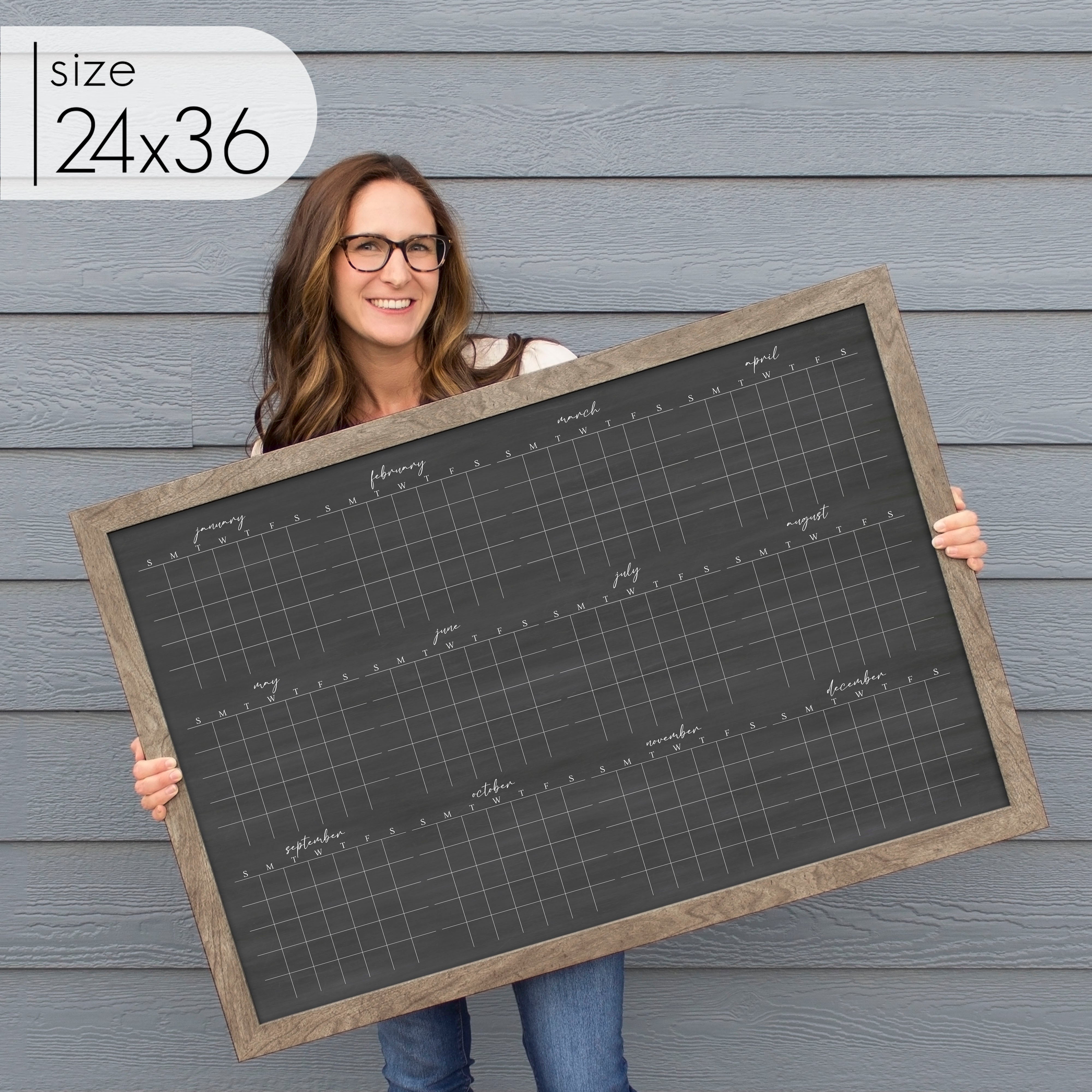 Framed Yearly Chalkboard Calendar | Horizontal Pennington