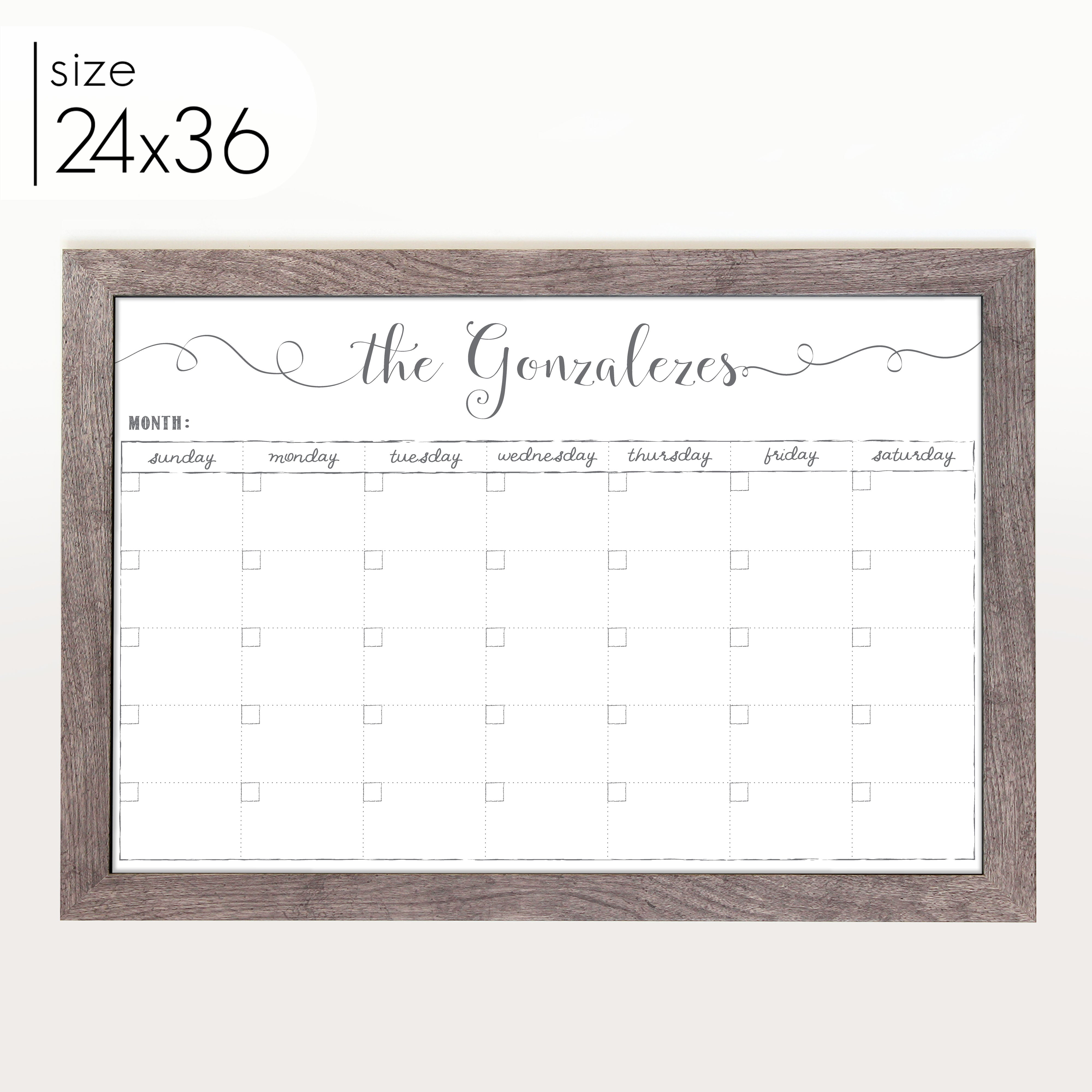 Monthly Framed Whiteboard Calendar | Horizontal Knope