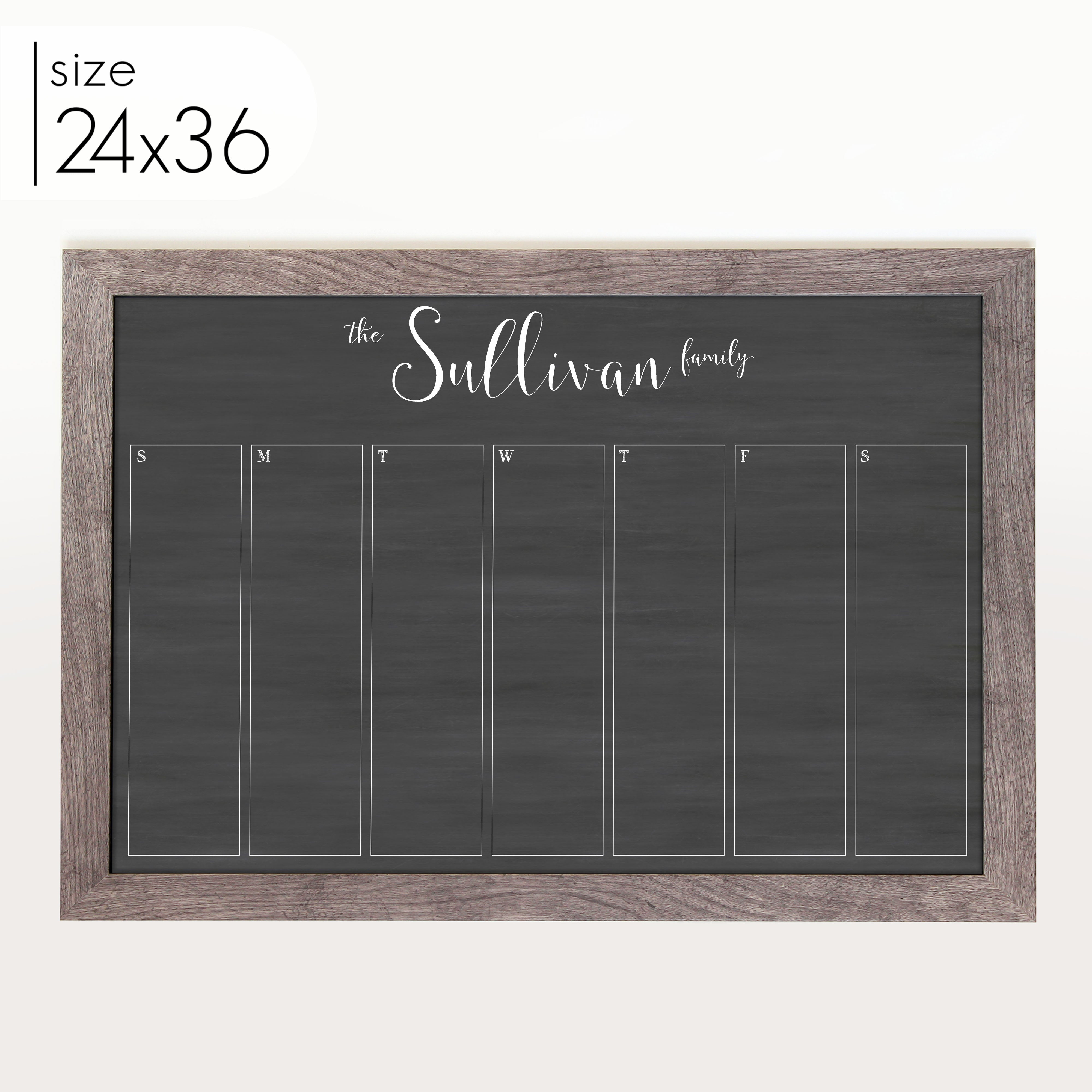 Weekly Framed Chalkboard Calendar | Horizontal Knope