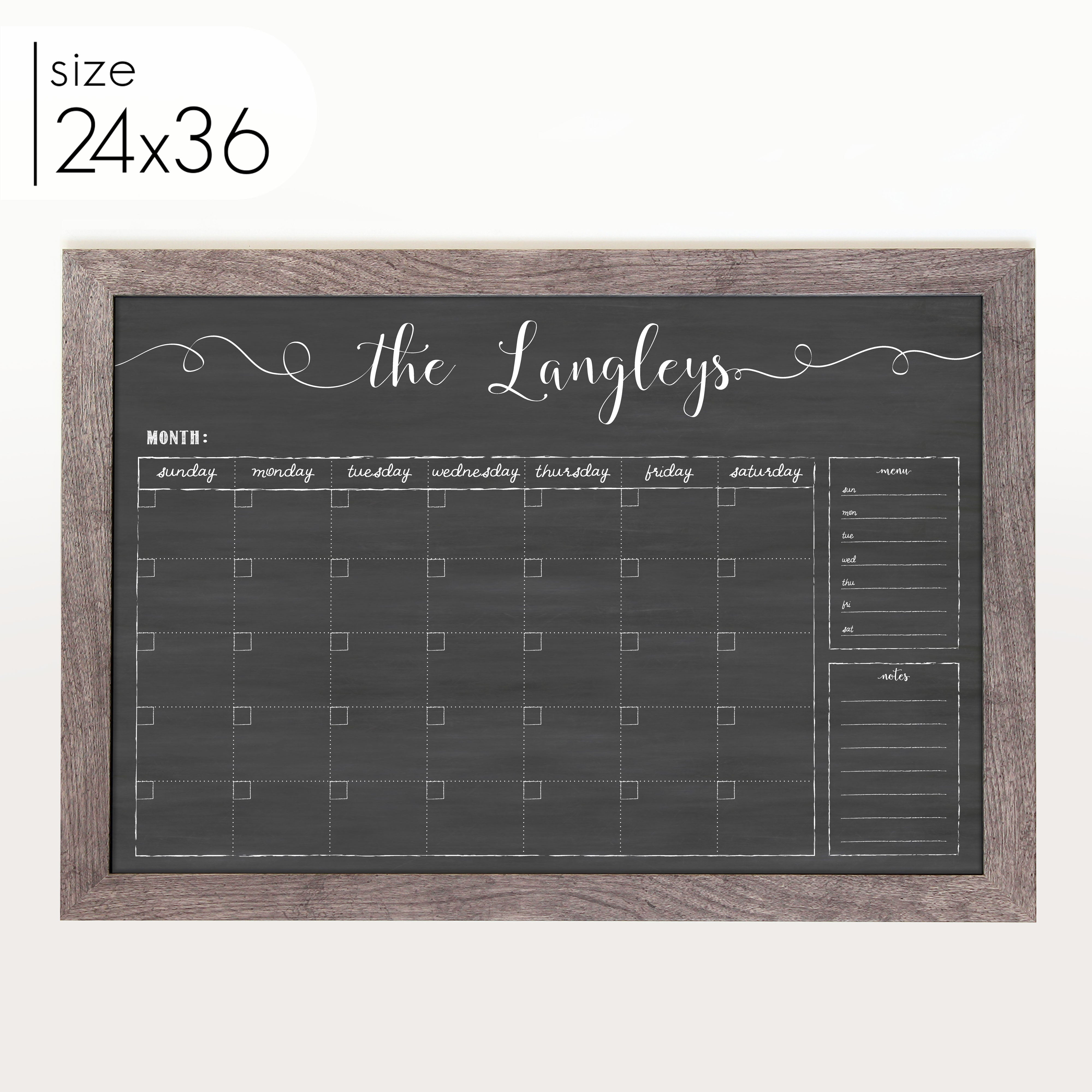 Monthly Framed Chalkboard Calendar + 2 sections | Horizontal Knope