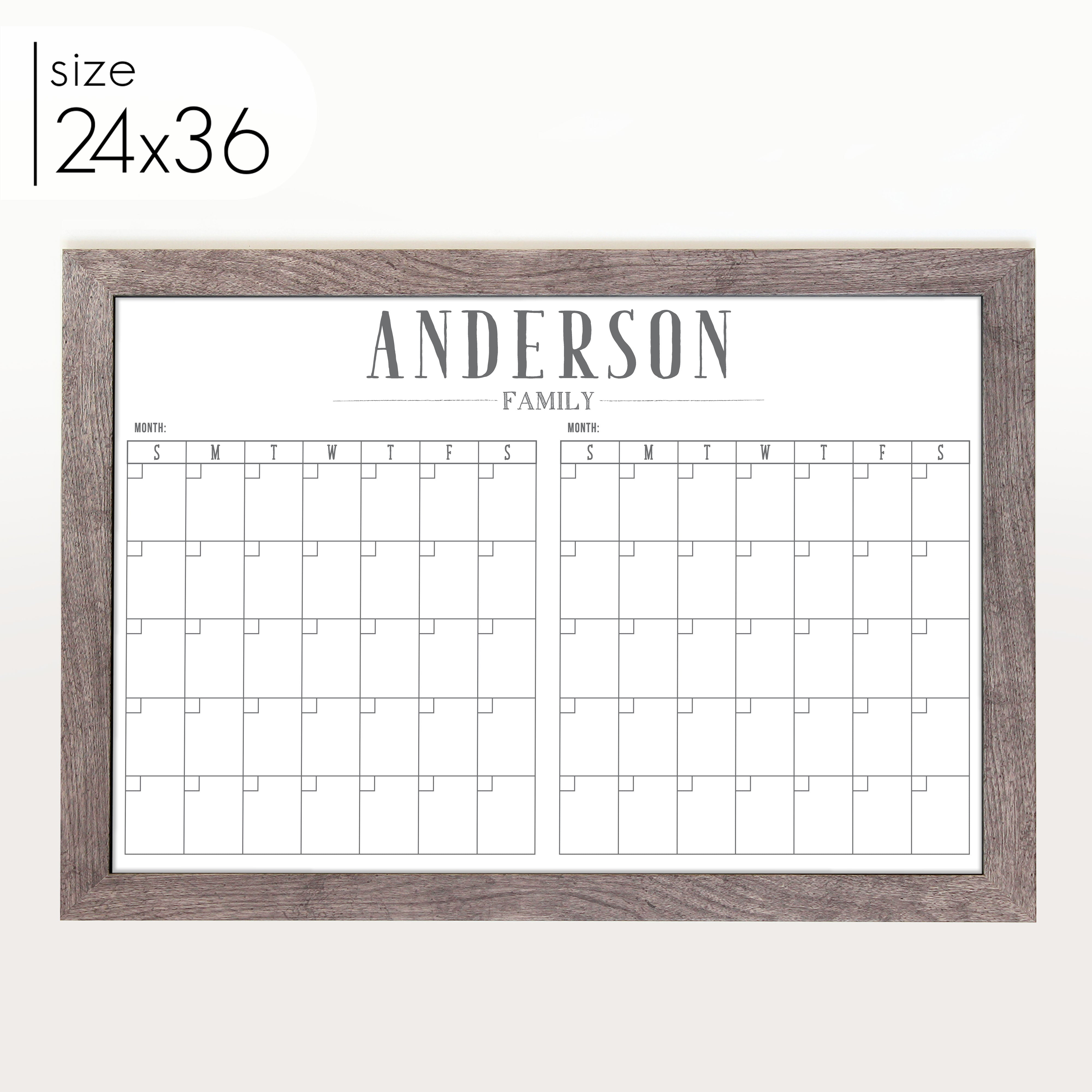 2 Month Framed Whiteboard Calendar | Horizontal Swanson