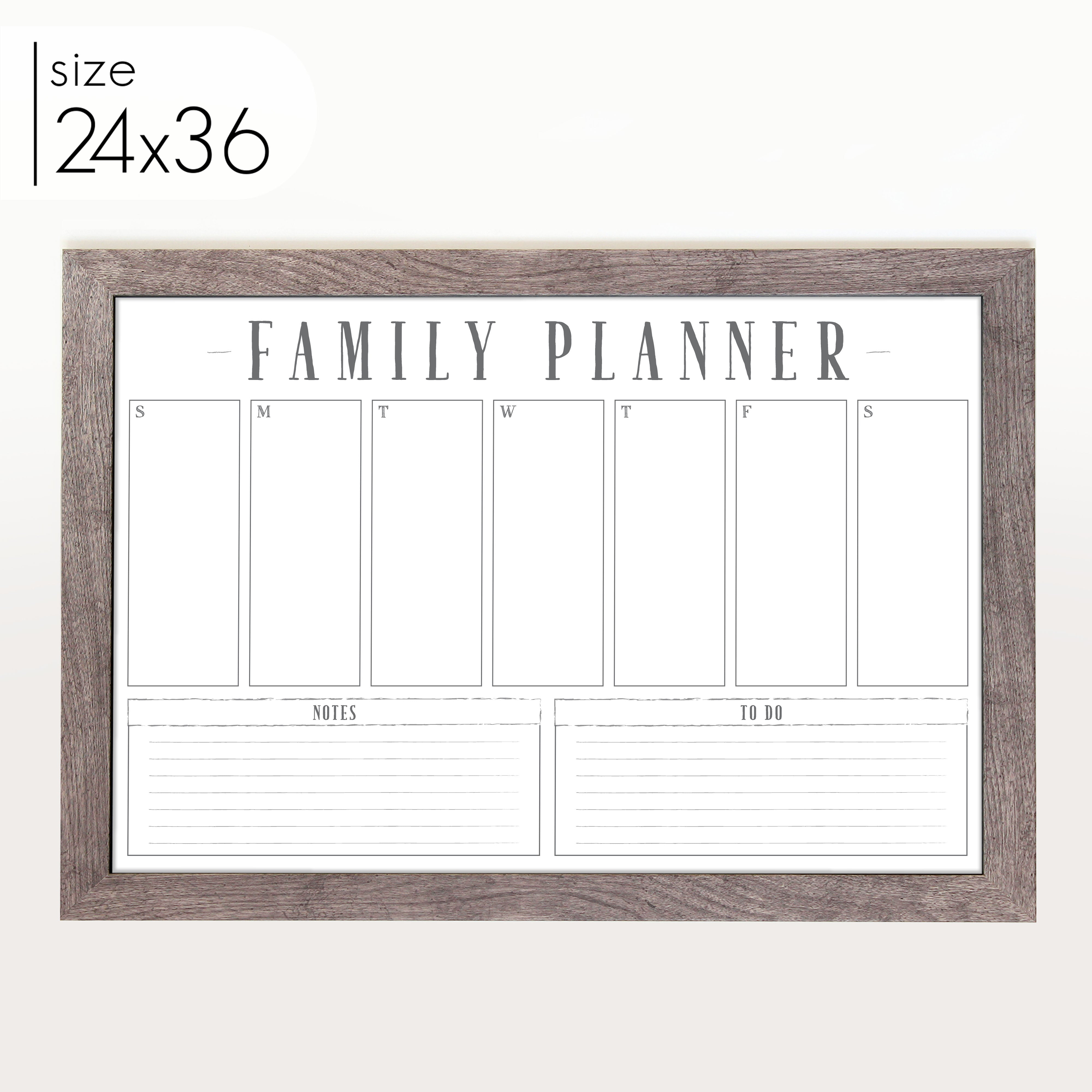 Weekly Framed Whiteboard Calendar + 2 sections | Horizontal Swanson