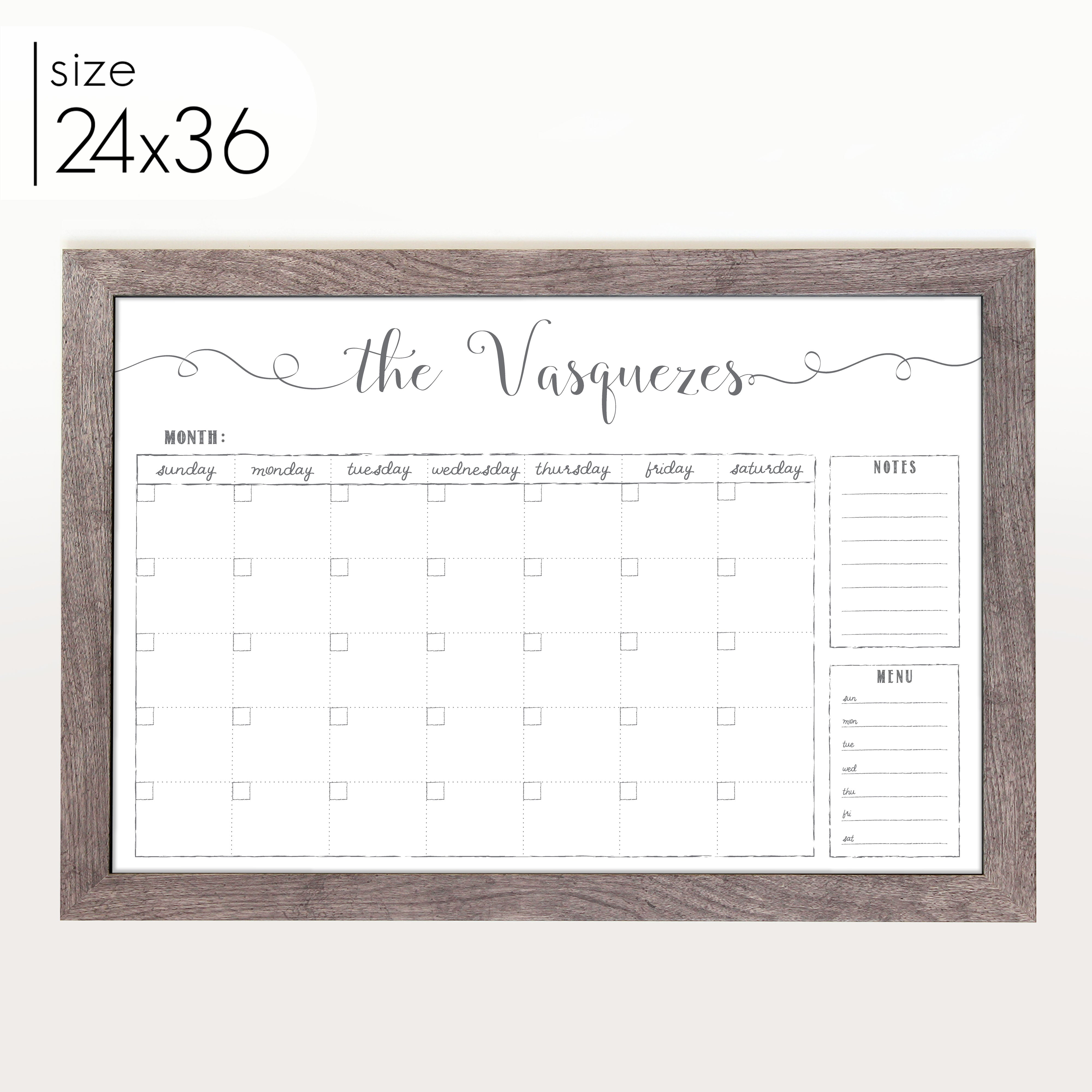 Monthly Framed Whiteboard Calendar + 2 sections | Horizontal Knope
