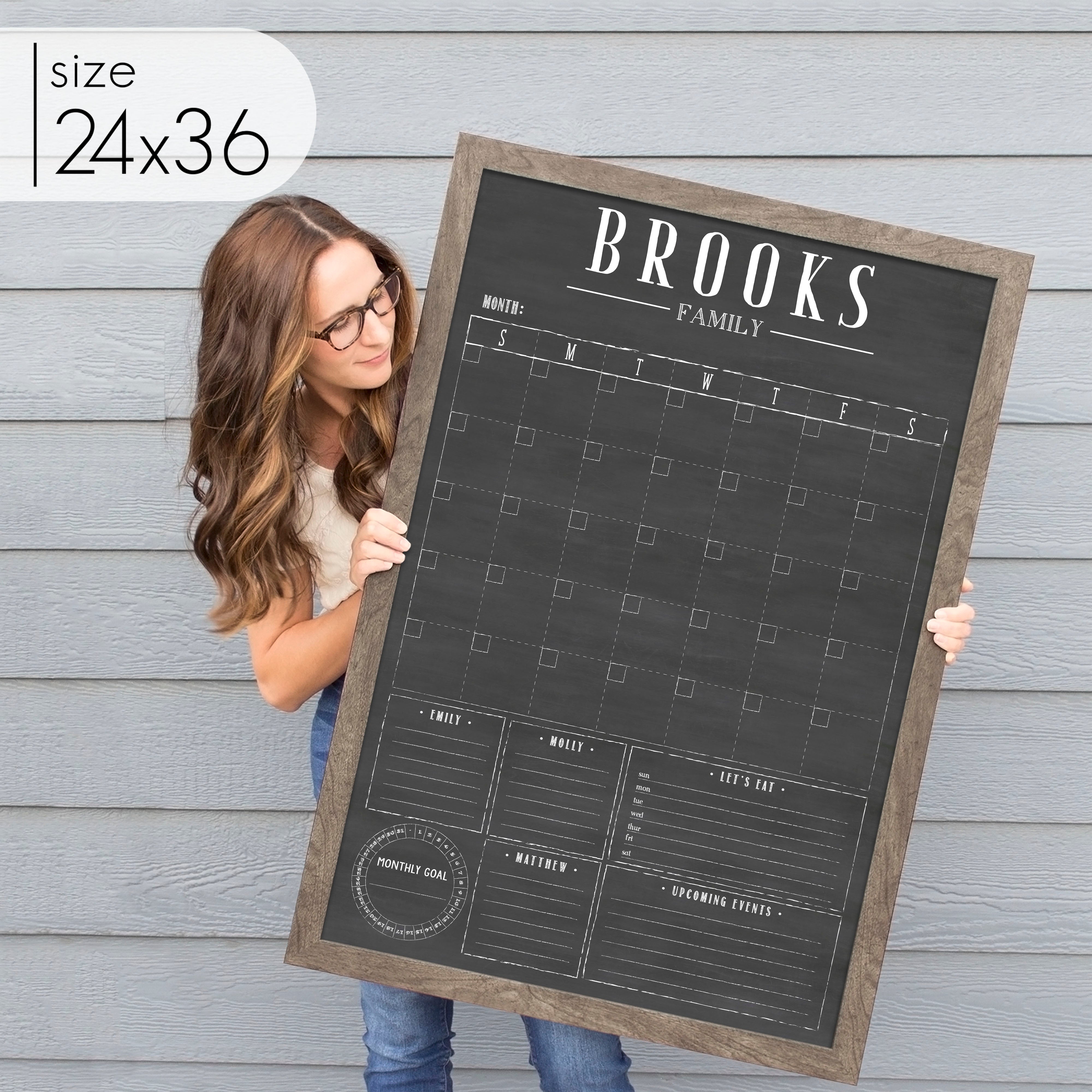 Framed Month + Goal Chalkboard Calendar + 5 sections | Vertical Swanson