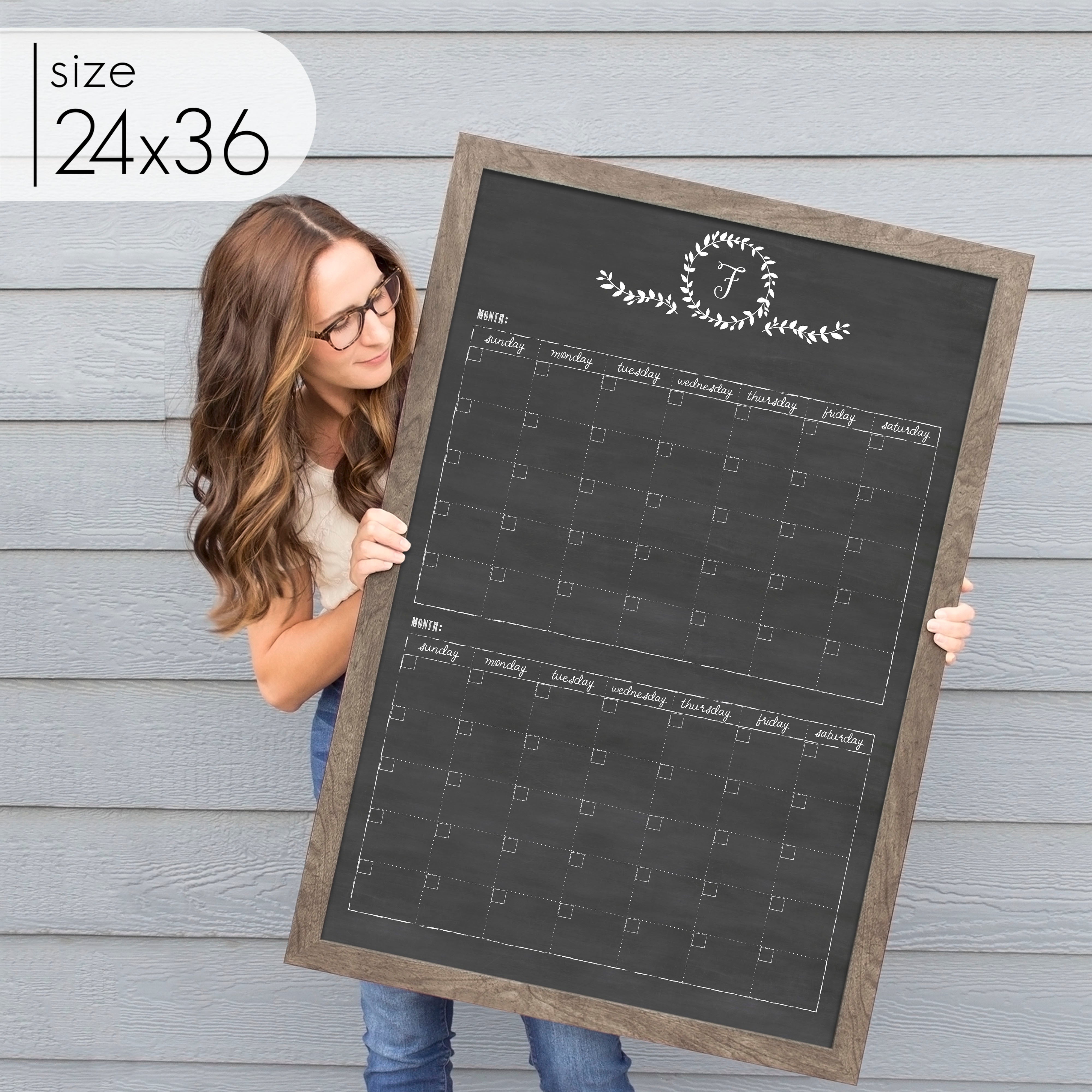 2 Month Framed Chalkboard Calendar | Vertical Donna