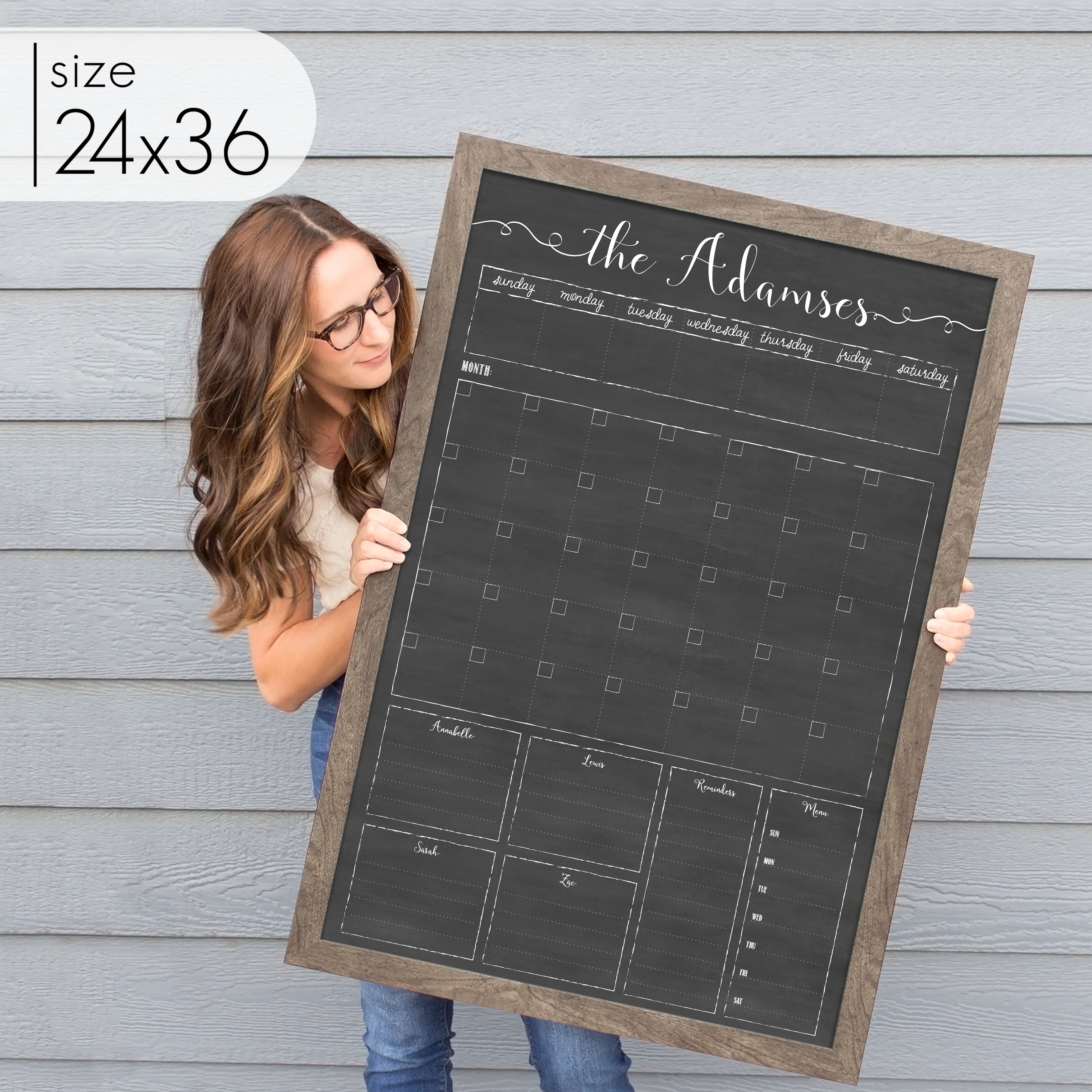 Week & Month Combo Framed Chalkboard + 6 sections | Vertical Knope