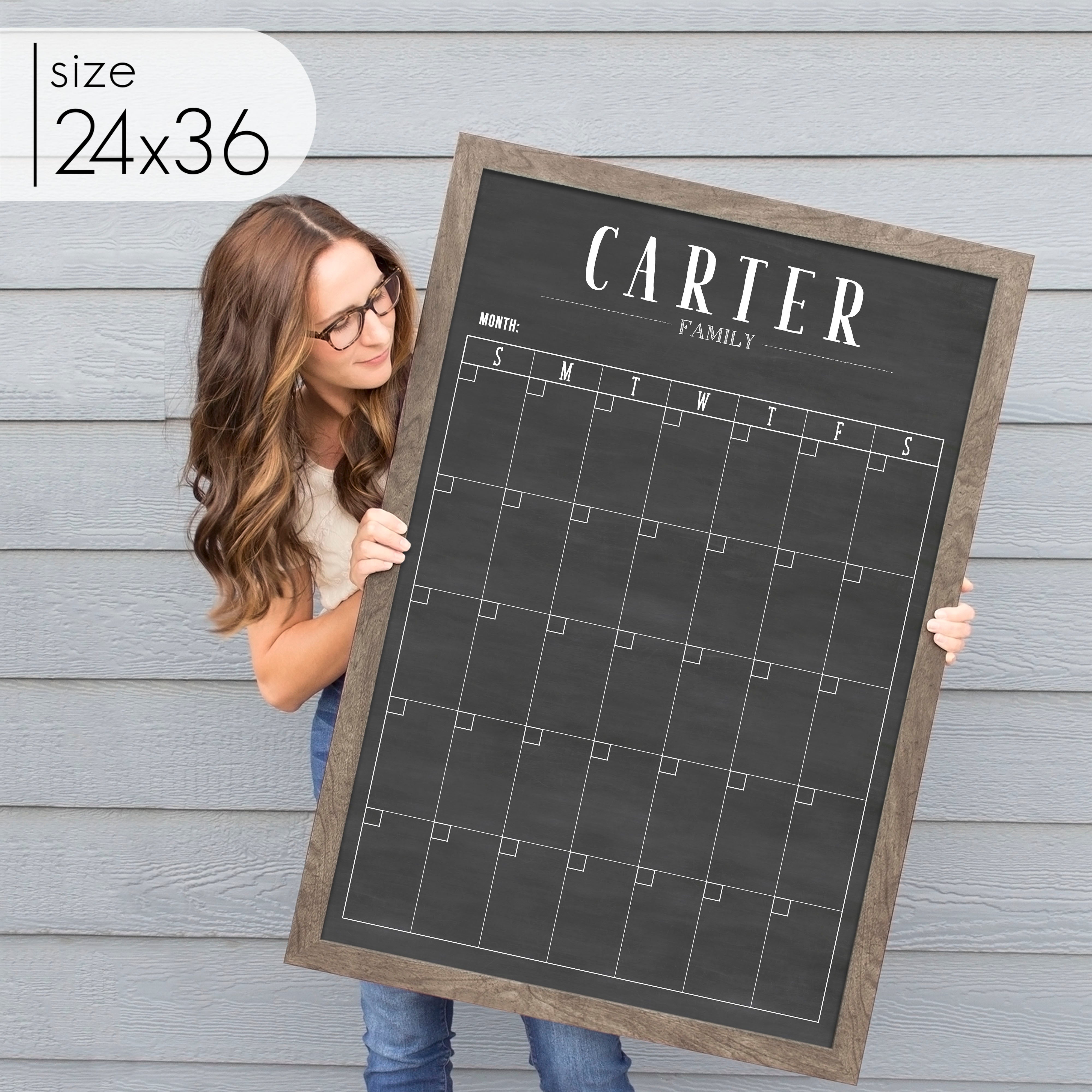 Monthly Framed Chalkboard Calendar | Vertical Swanson