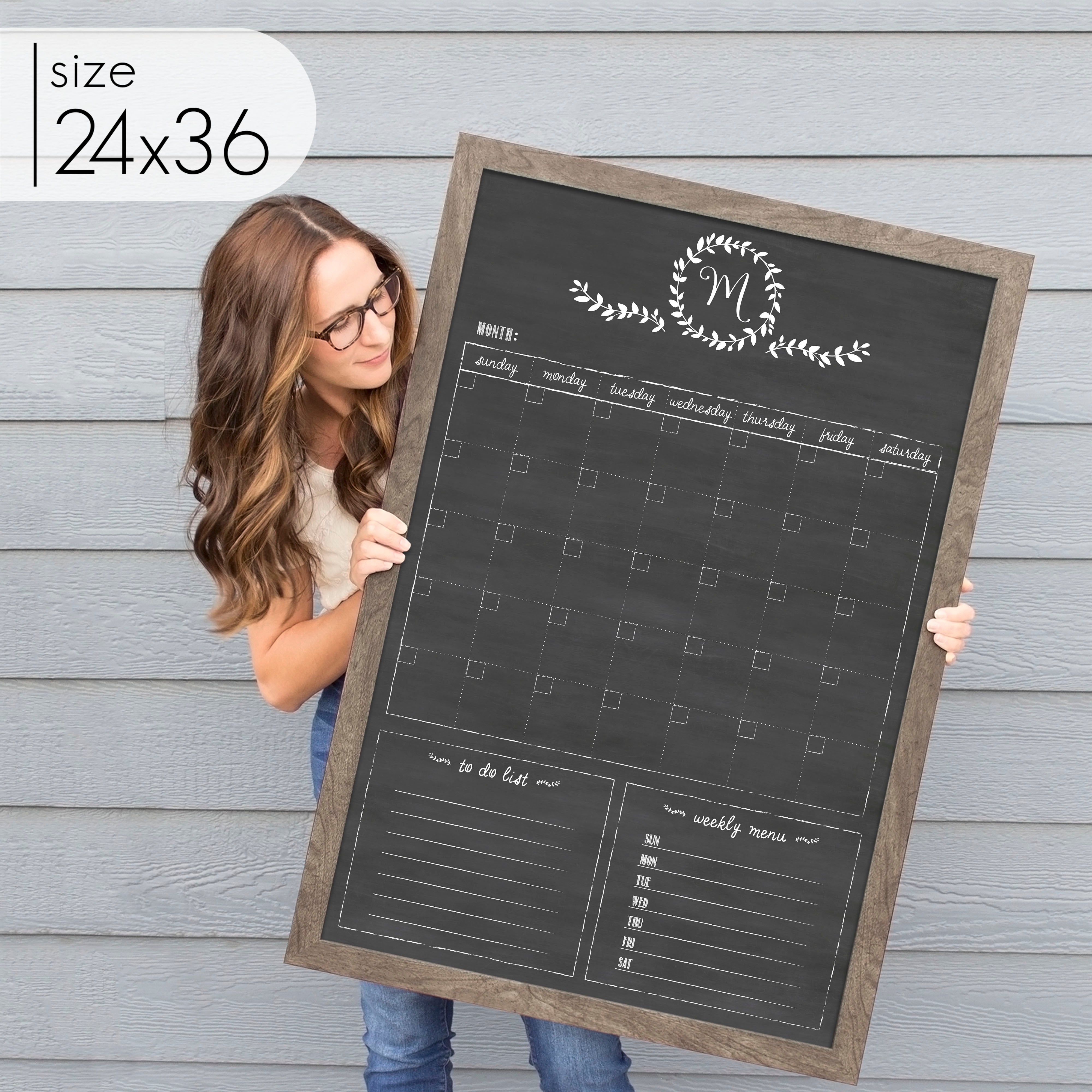 Monthly Framed Chalkboard Calendar + 2 sections | Vertical Donna