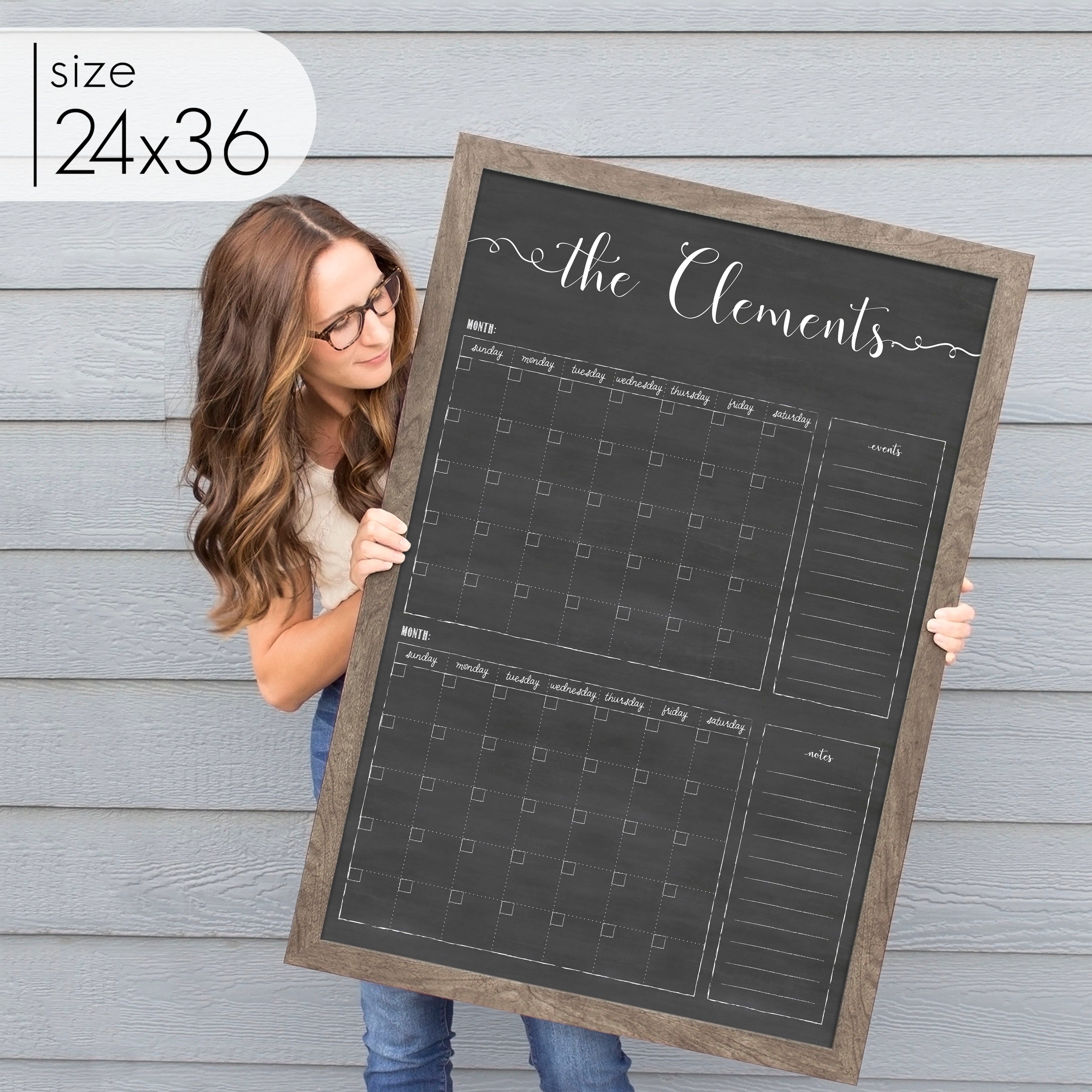 2 Month Framed Chalkboard Calendar + 2 sections | Vertical Knope