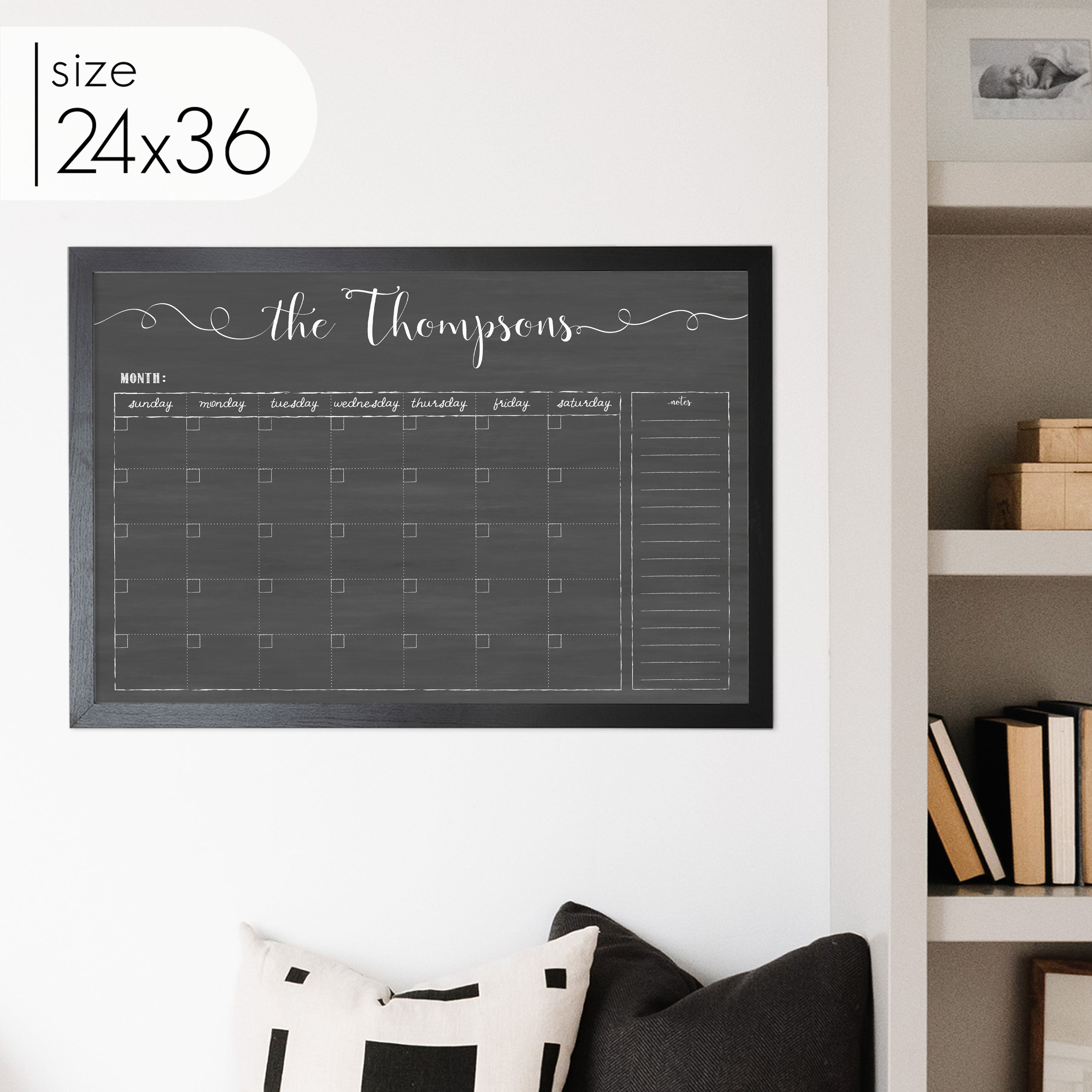 Monthly Framed Chalkboard Calendar + 1 section | Horizontal Knope