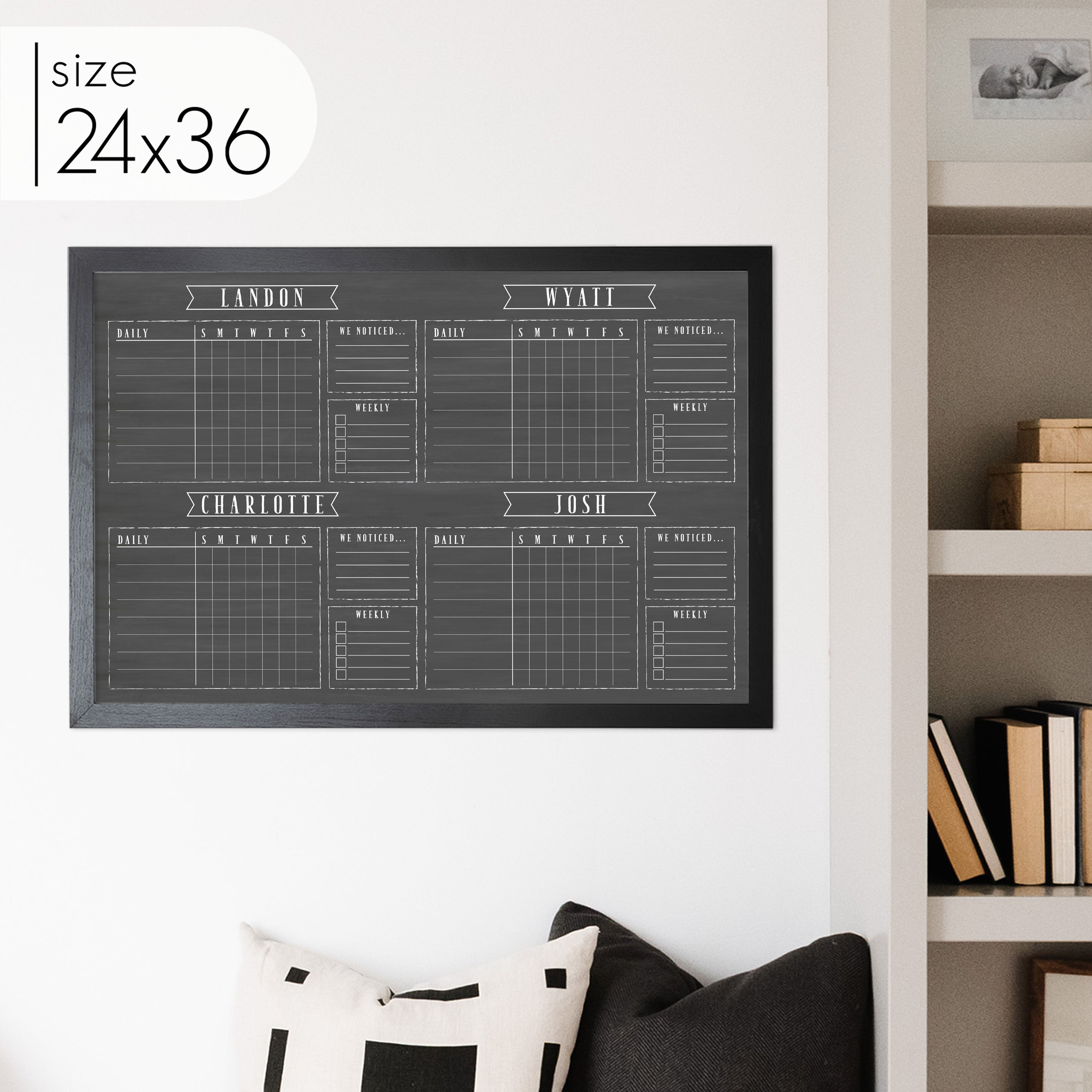 4 Person Framed Chore Chart Chalkboard | Horizontal Swanson