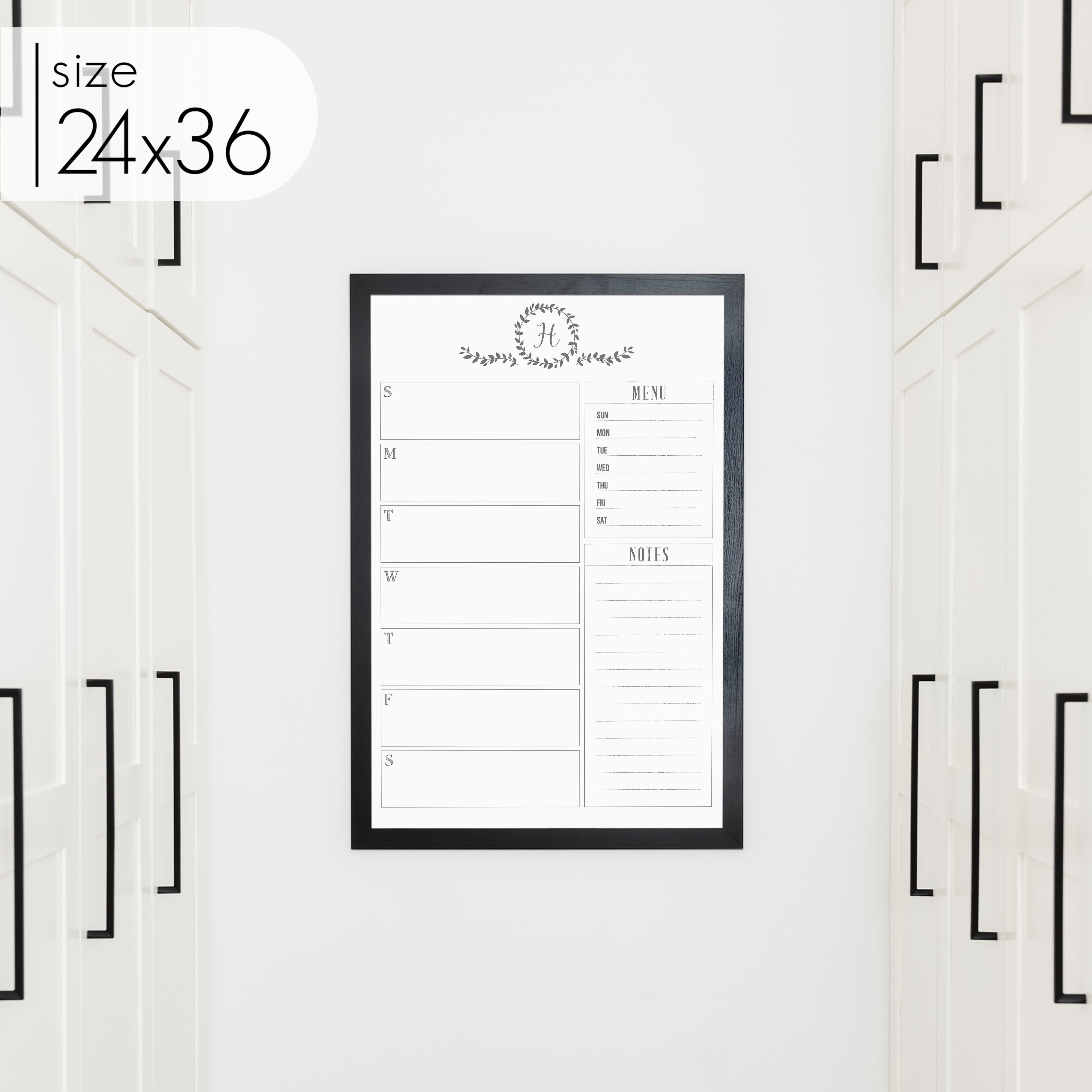 Weekly Framed Whiteboard Calendar + 2 sections | Vertical Donna