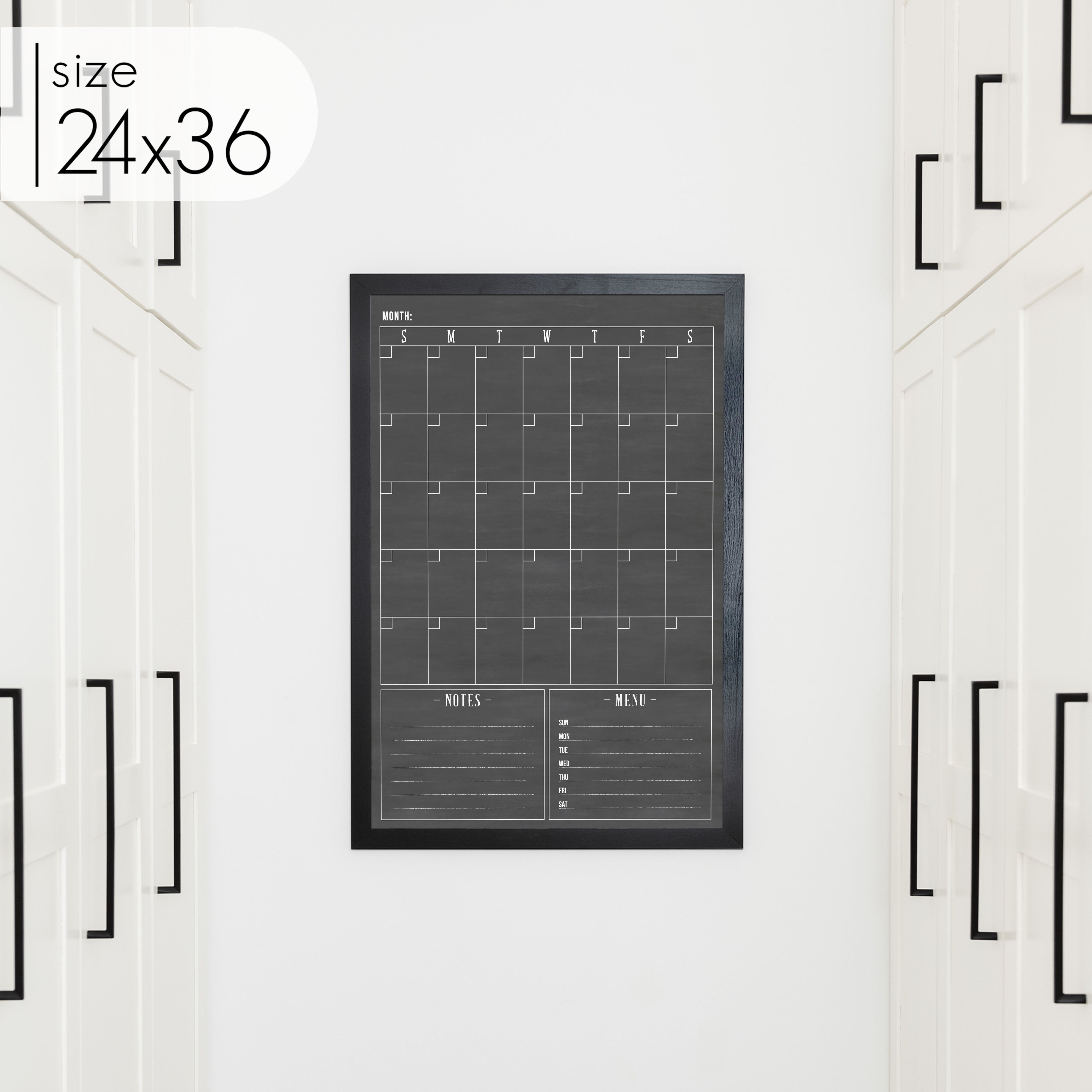 Monthly Framed Chalkboard Calendar + 2 sections | Vertical Swanson