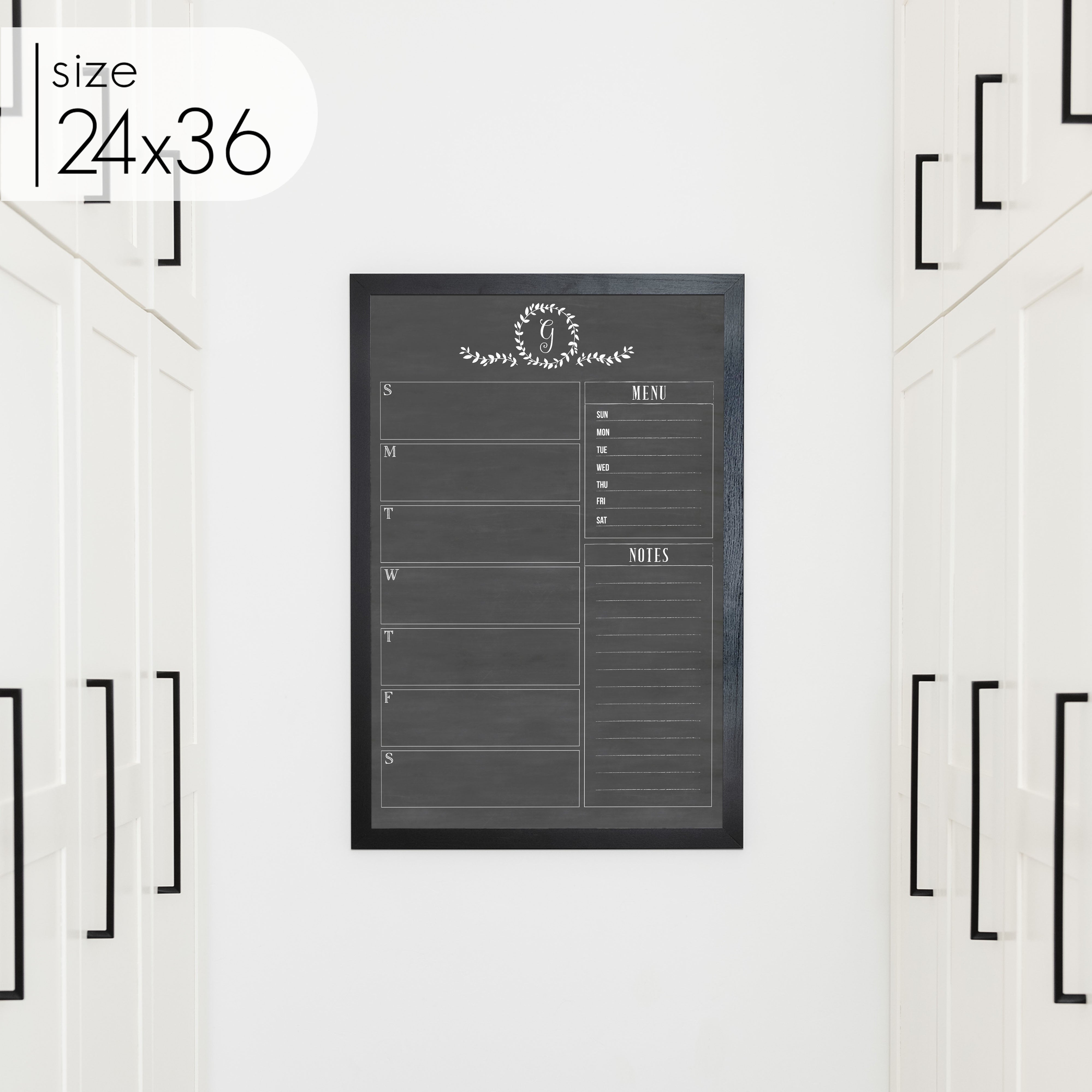 Weekly Framed Chalkboard Calendar + 2 sections | Vertical Donna