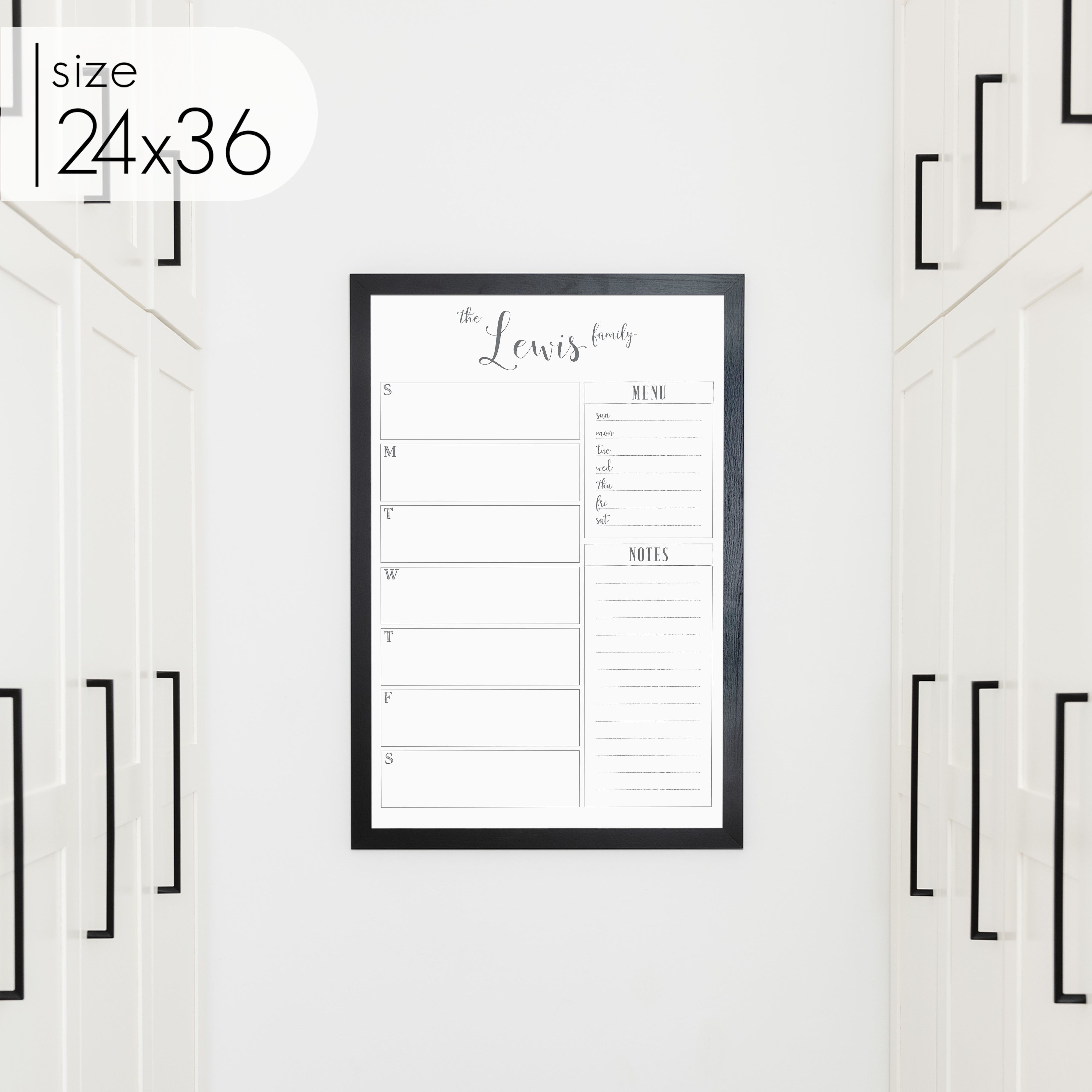 Weekly Framed Whiteboard Calendar + 2 sections | Vertical Knope