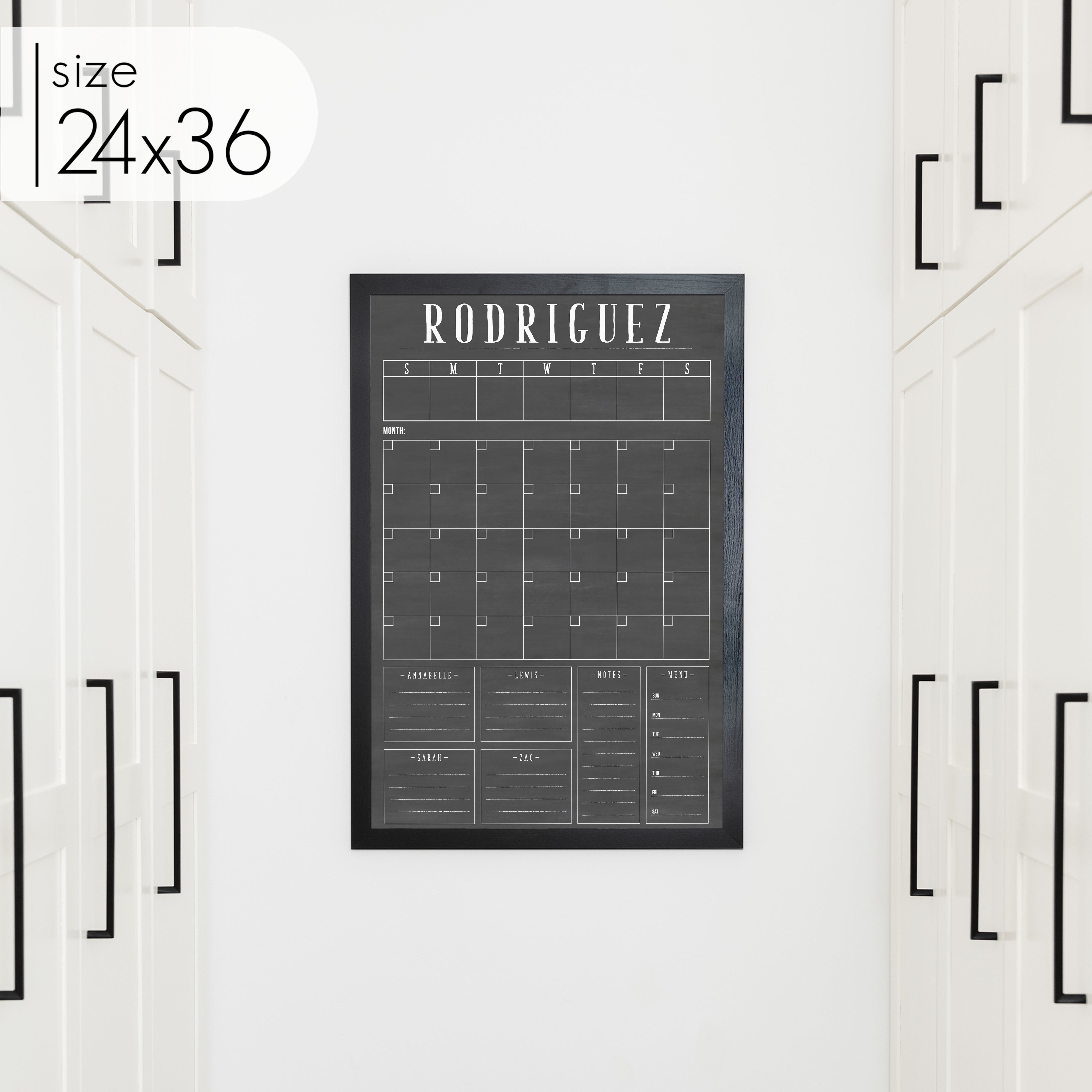 Week & Month Combo Framed Chalkboard + 6 sections | Vertical Swanson