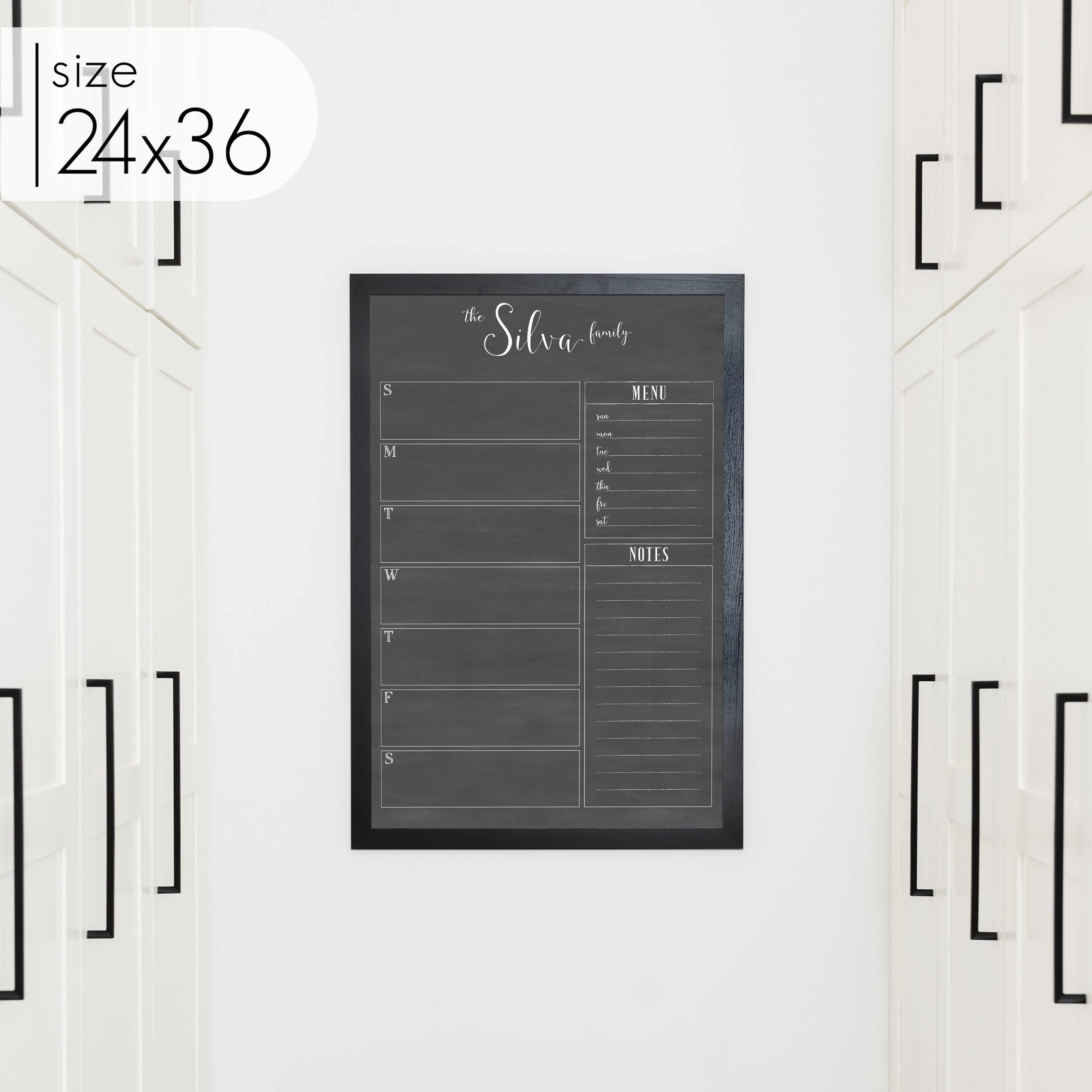 Weekly Framed Chalkboard Calendar + 2 sections | Vertical Knope