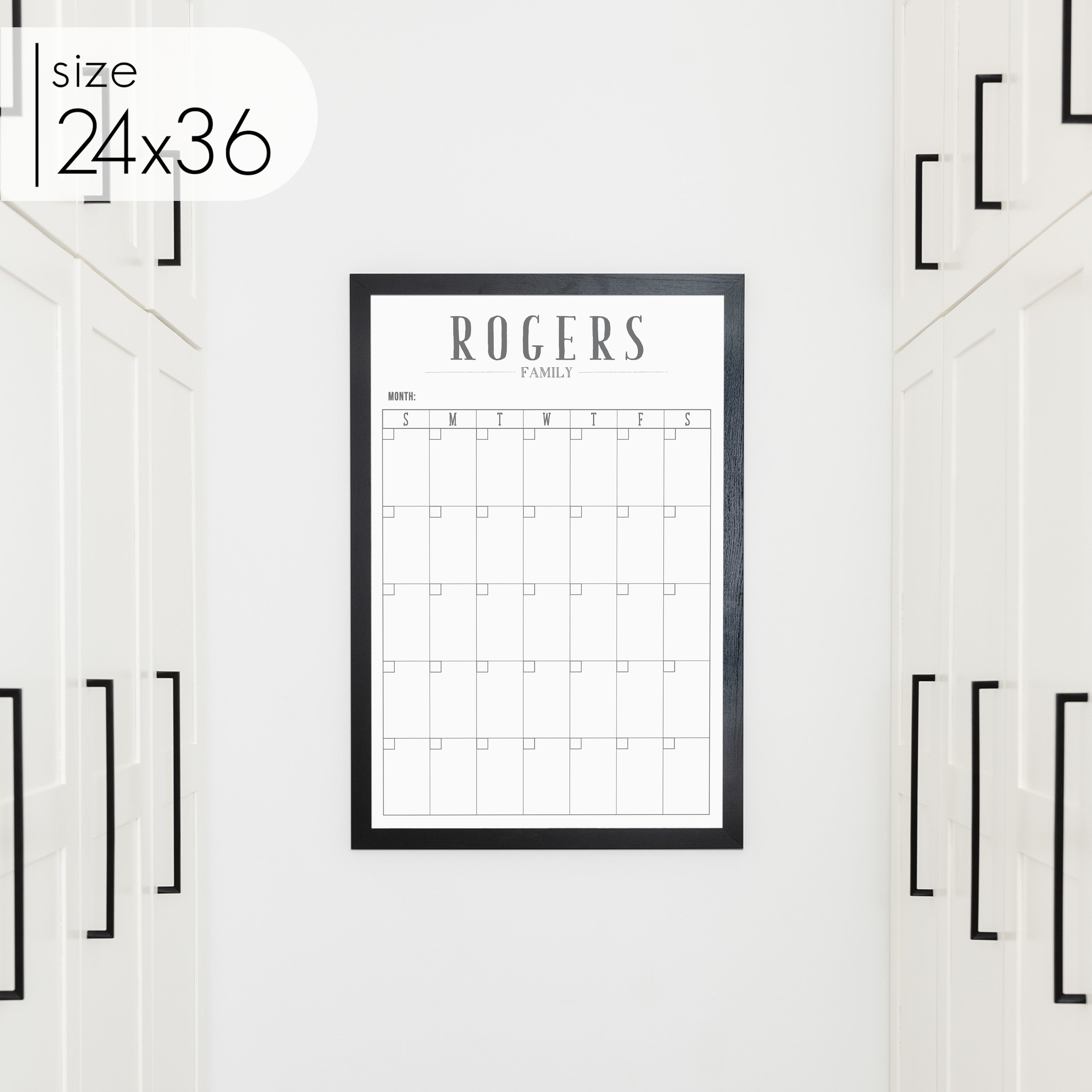 Monthly Framed Whiteboard Calendar | Vertical Swanson