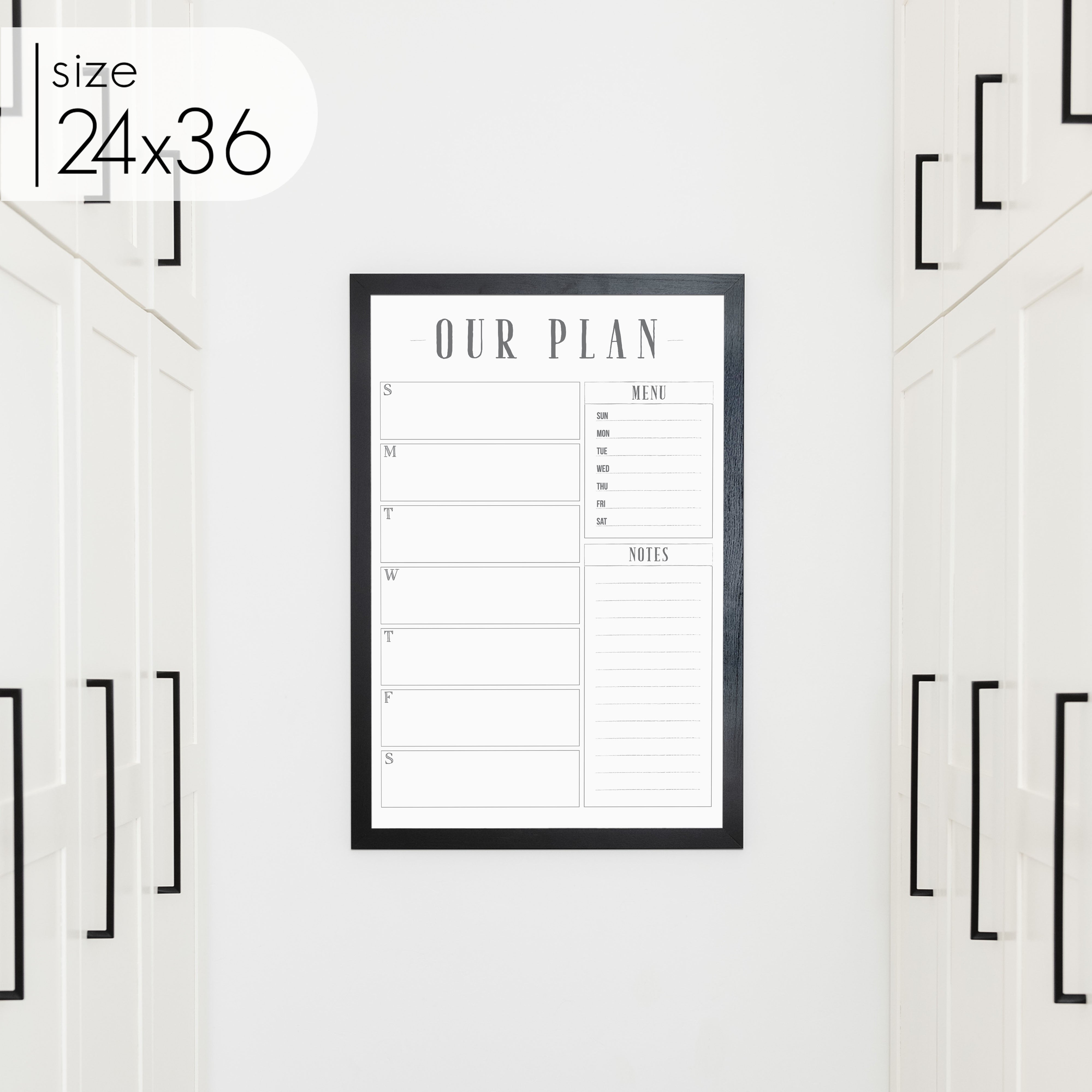 Weekly Framed Whiteboard Calendar + 2 sections | Vertical Swanson