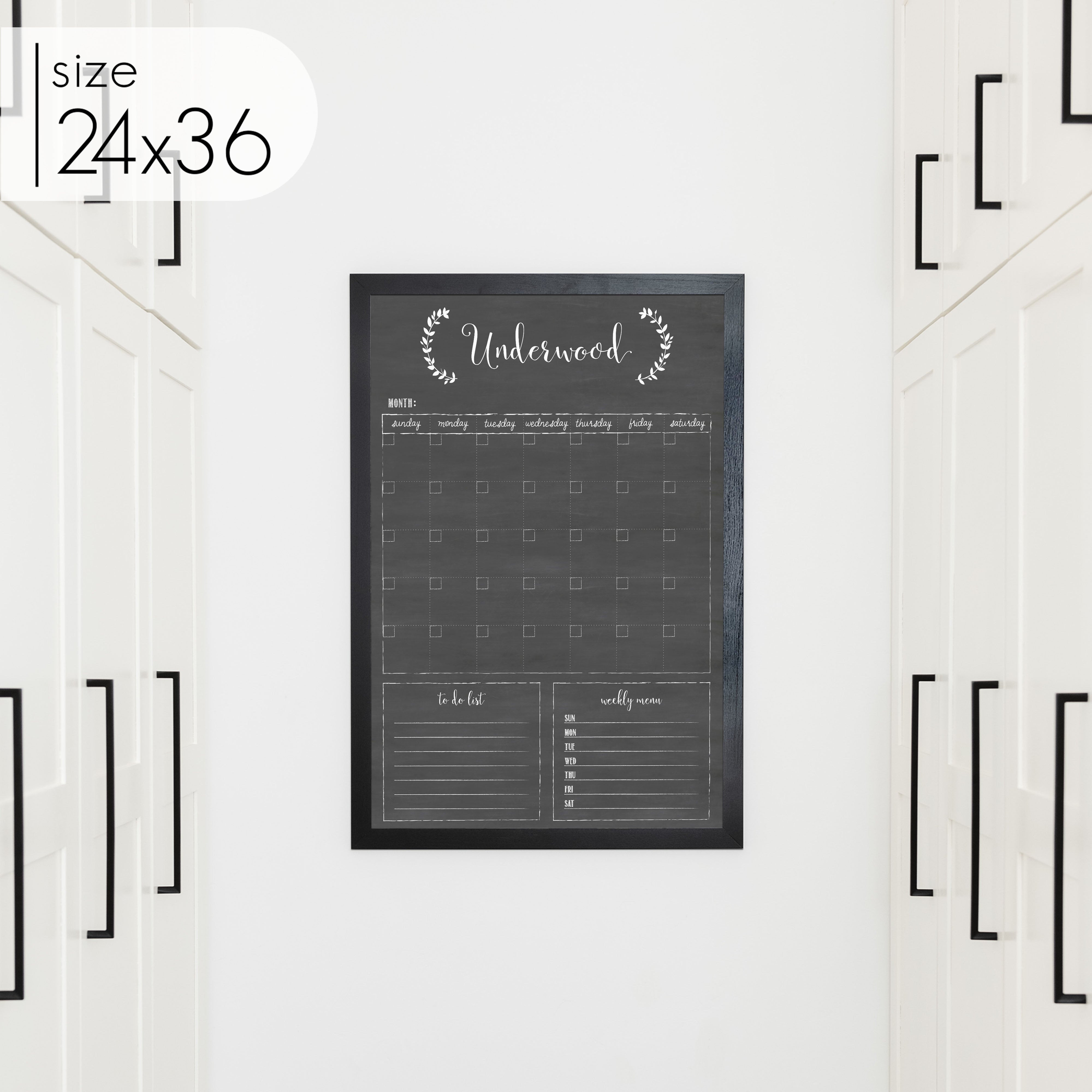 Monthly Framed Chalkboard Calendar + 2 sections | Vertical Eagleton