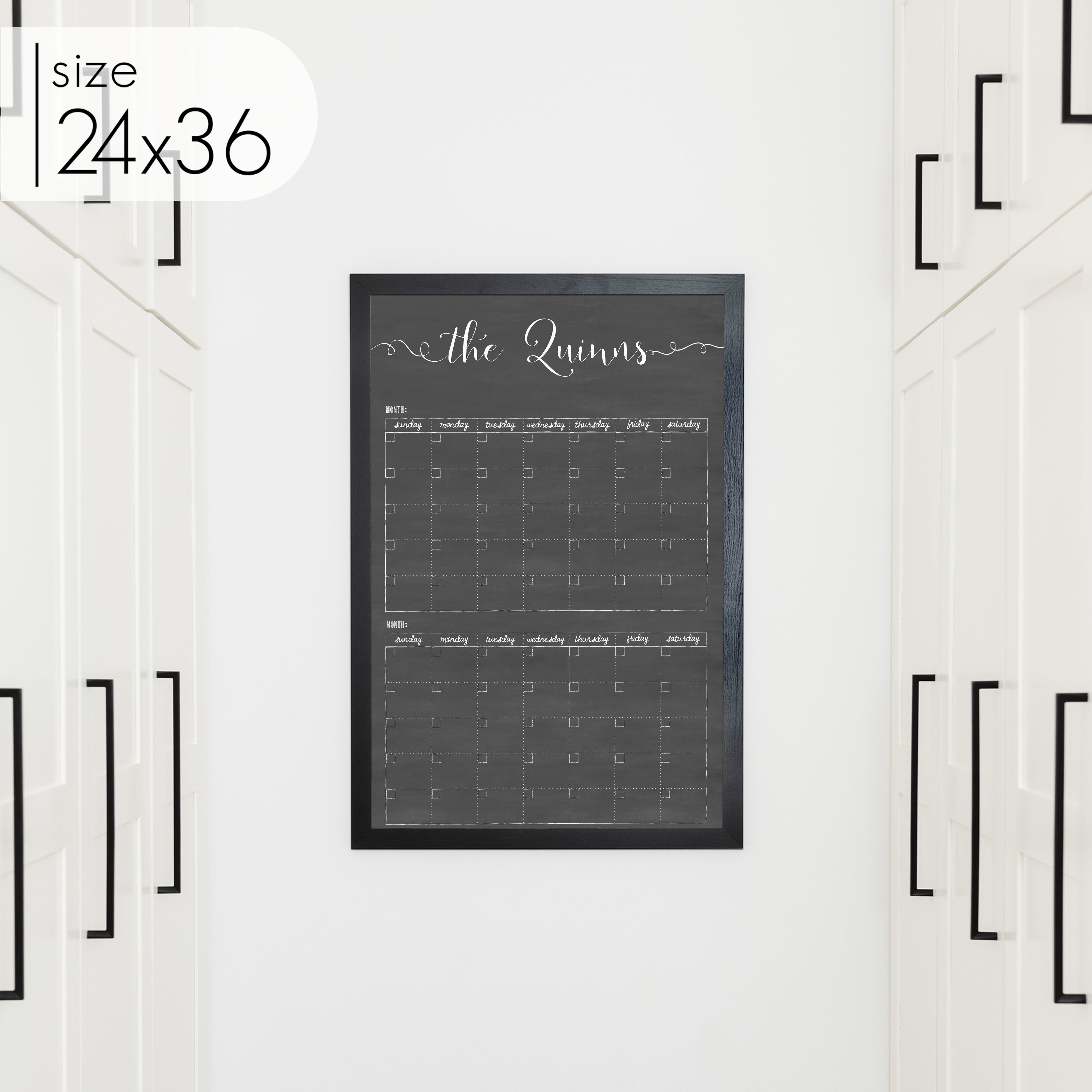 2 Month Framed Chalkboard Calendar | Vertical Knope