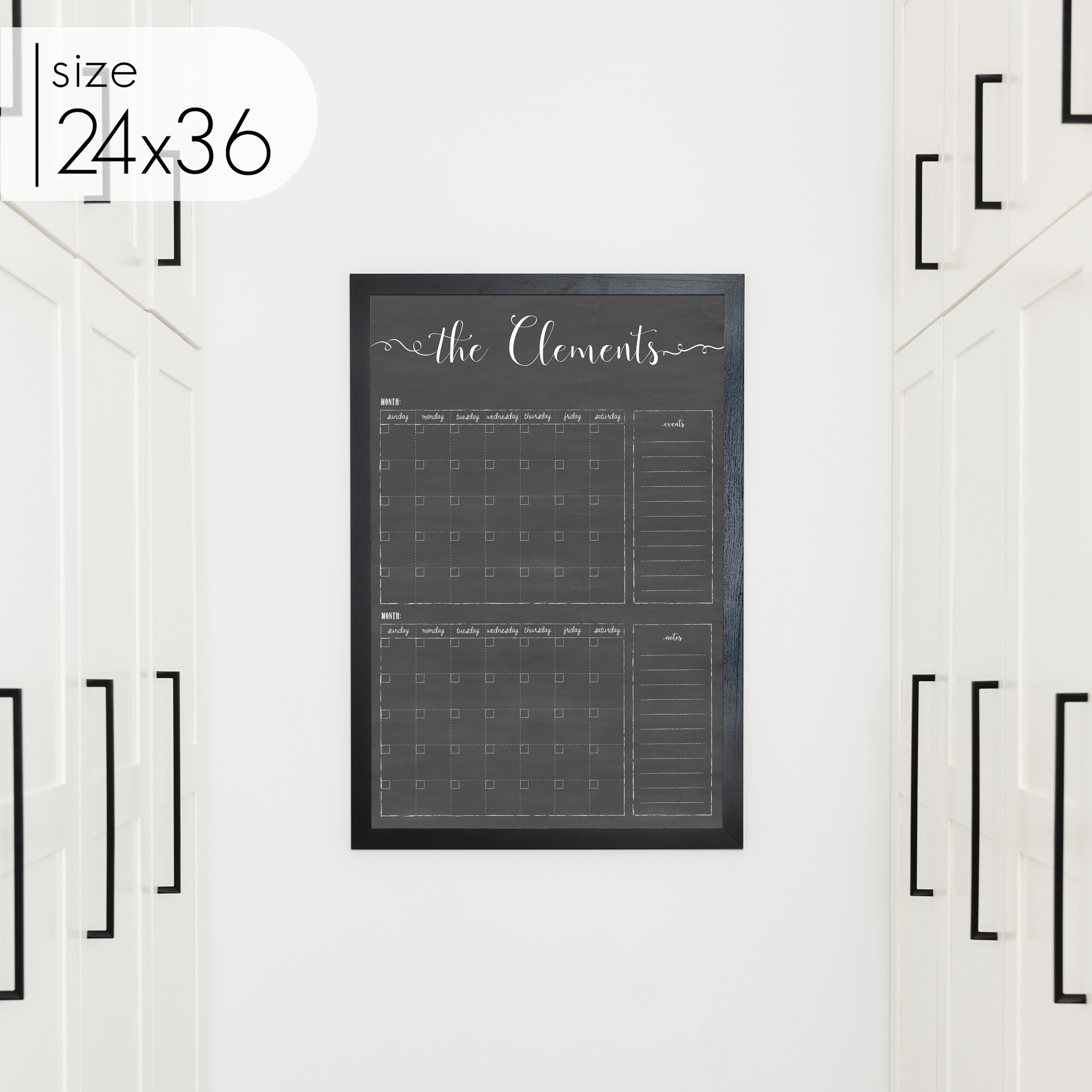 2 Month Framed Chalkboard Calendar + 2 sections | Vertical Knope