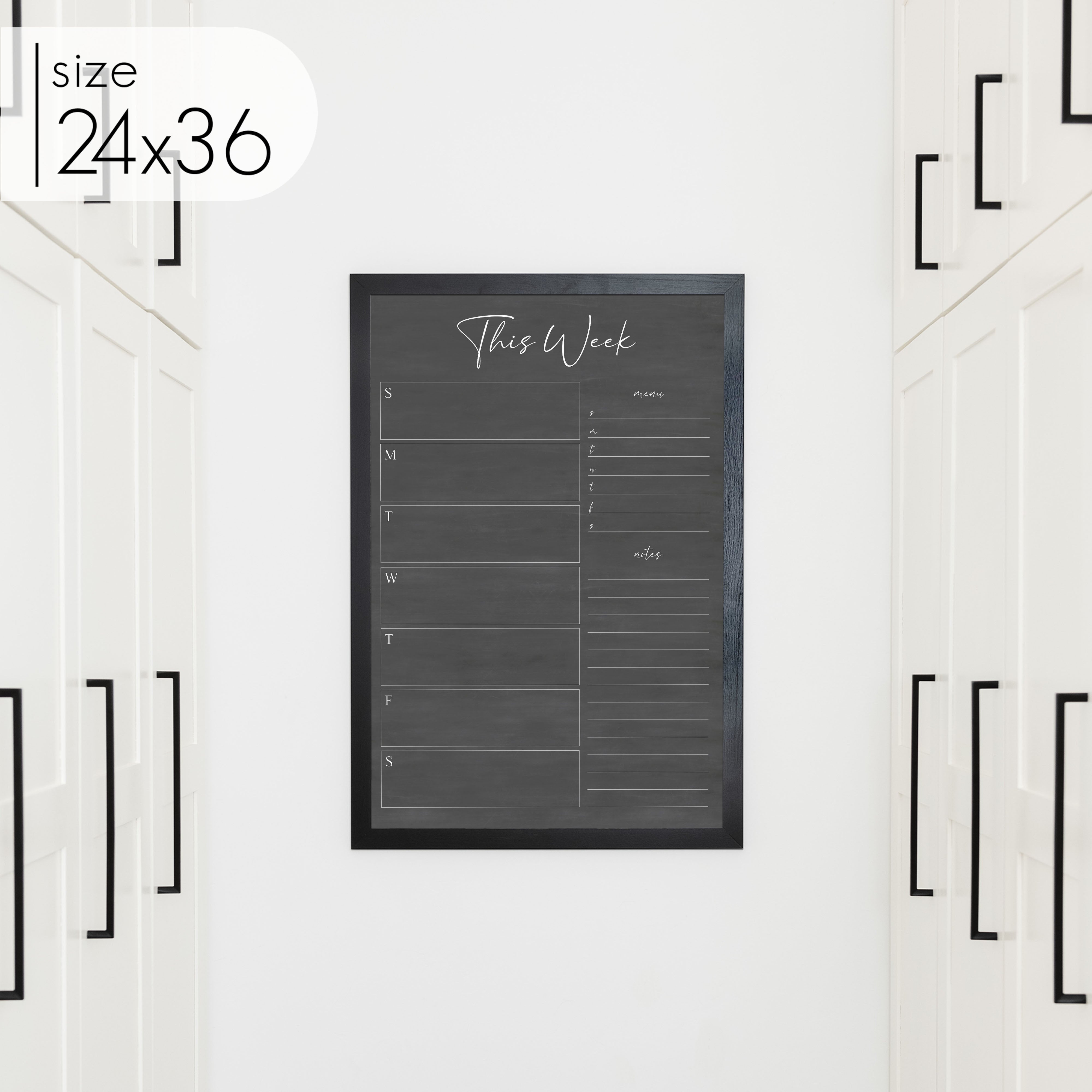 Weekly Framed Chalkboard Calendar + 2 sections | Vertical Pennington