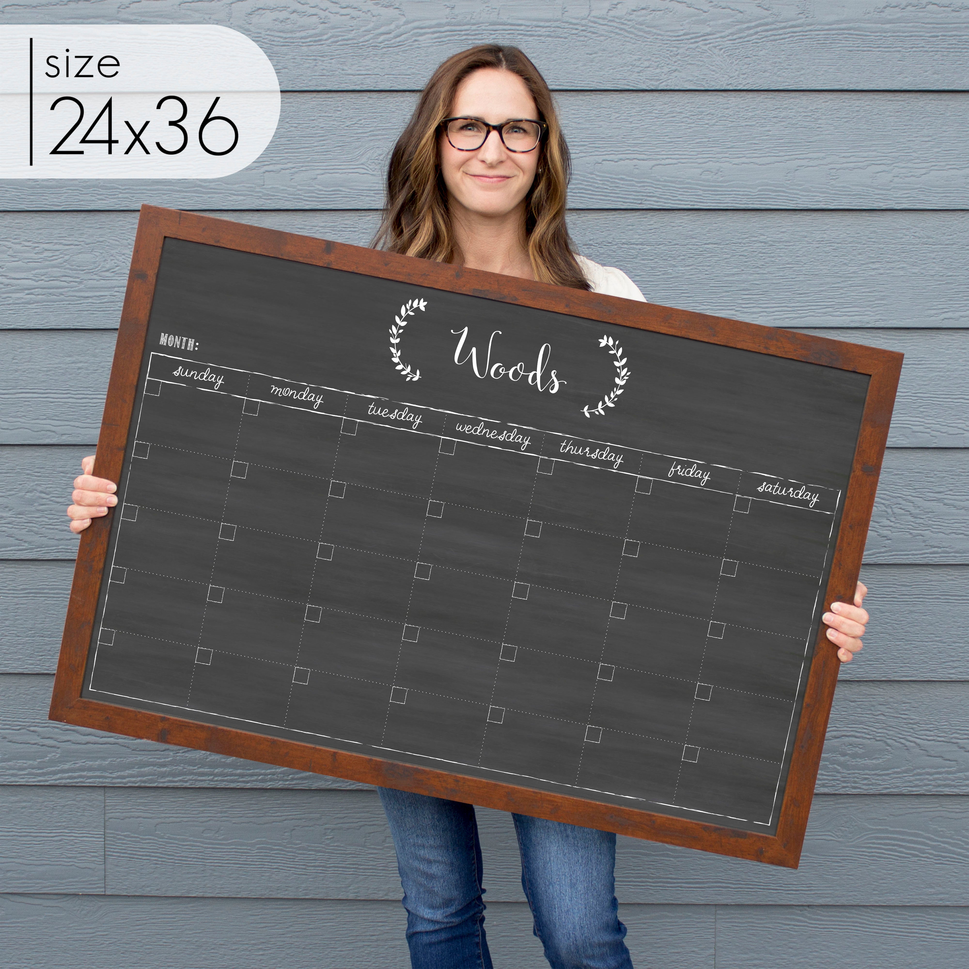 Monthly Framed Chalkboard Calendar | Horizontal Eagleton