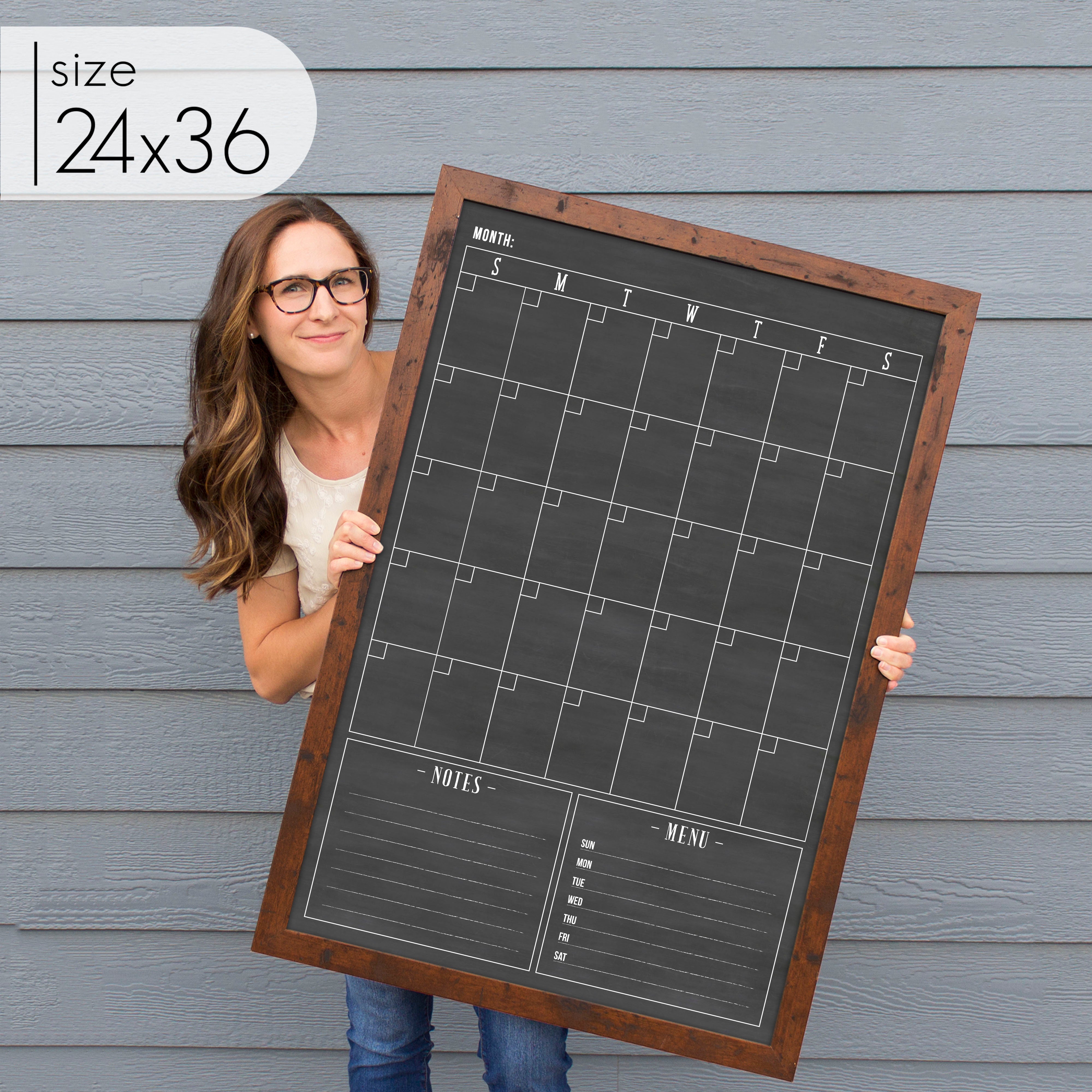 Monthly Framed Chalkboard Calendar + 2 sections | Vertical Swanson