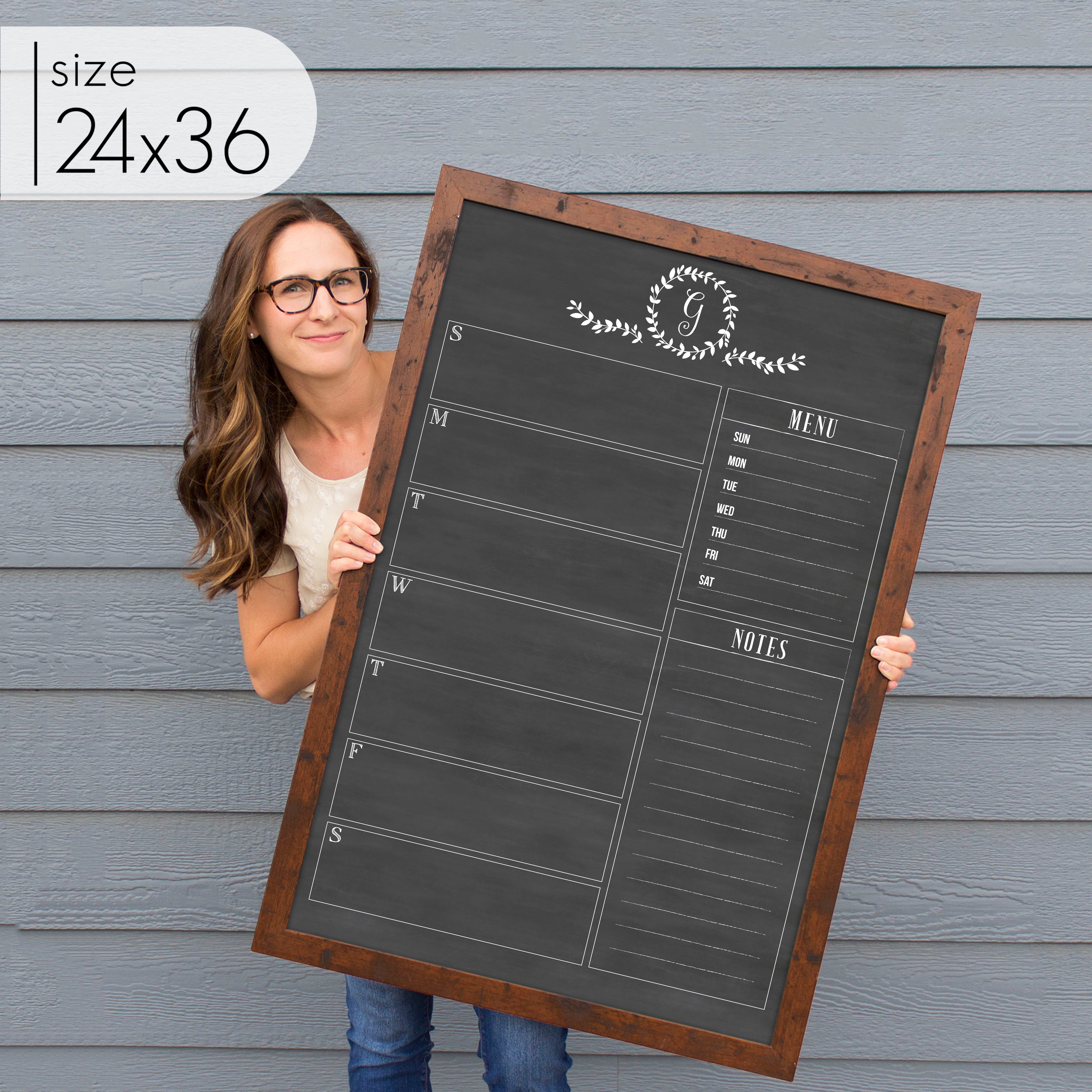 Weekly Framed Chalkboard Calendar + 2 sections | Vertical Donna