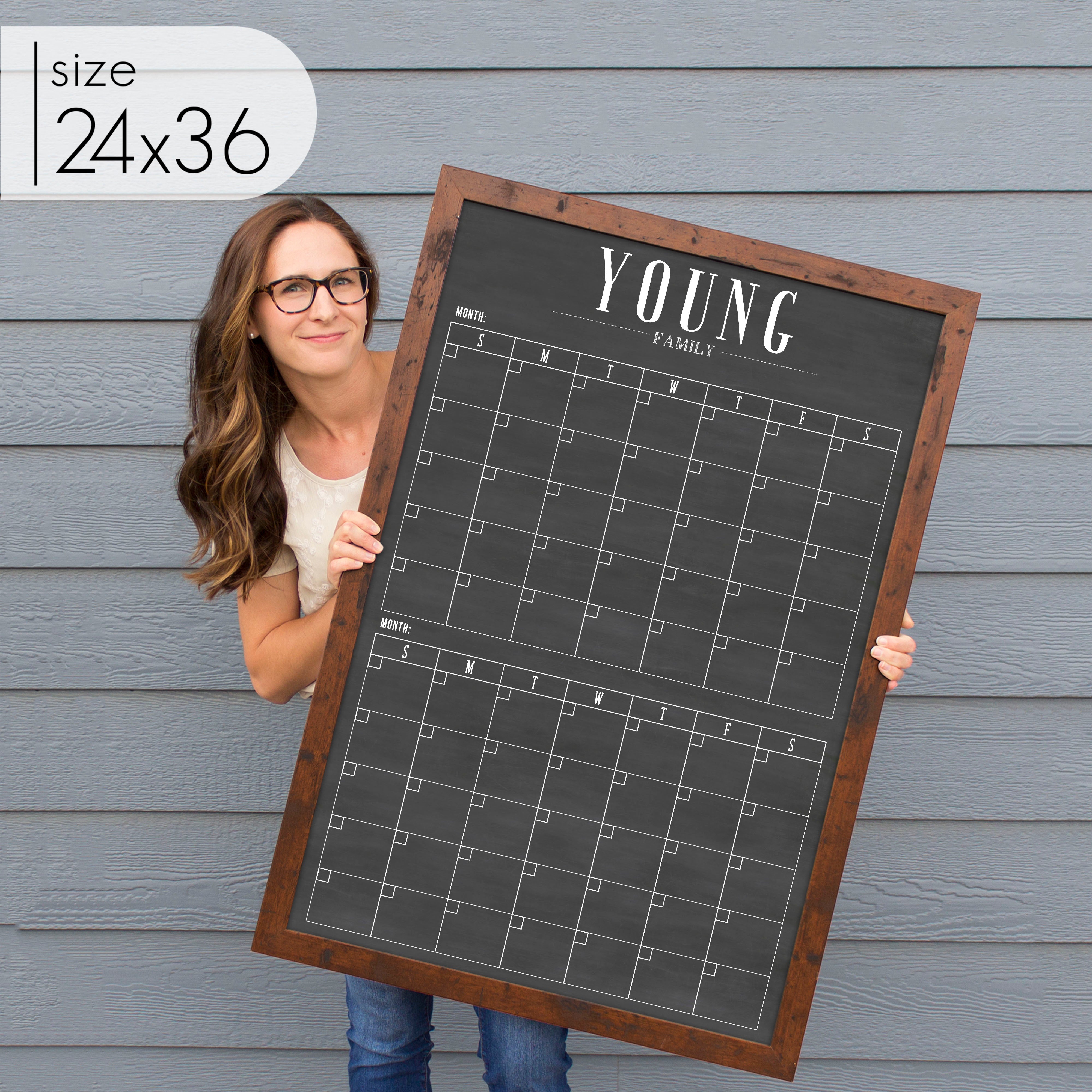 2 Month Framed Chalkboard Calendar | Vertical Swanson