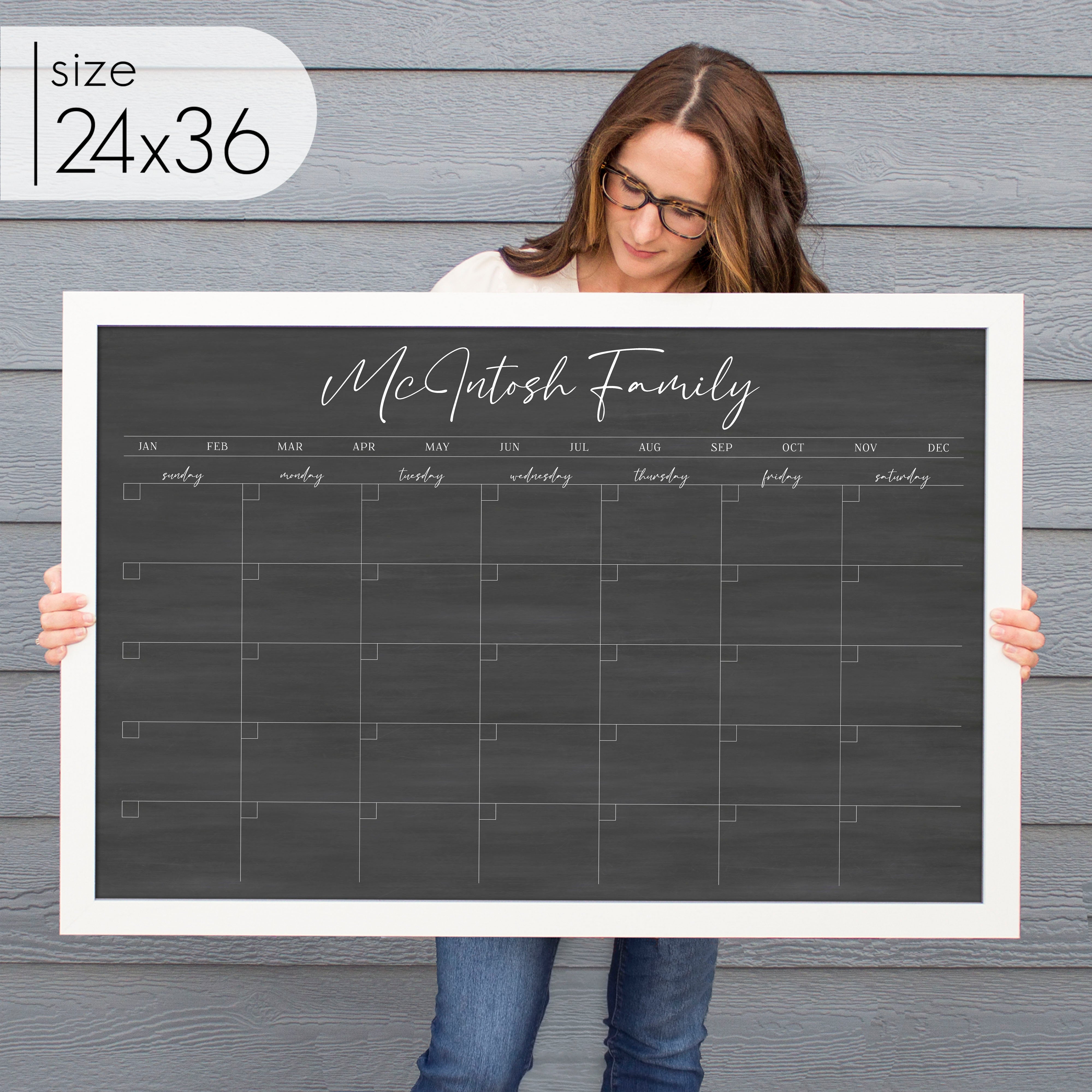 Monthly Framed Chalkboard Calendar | Horizontal Pennington