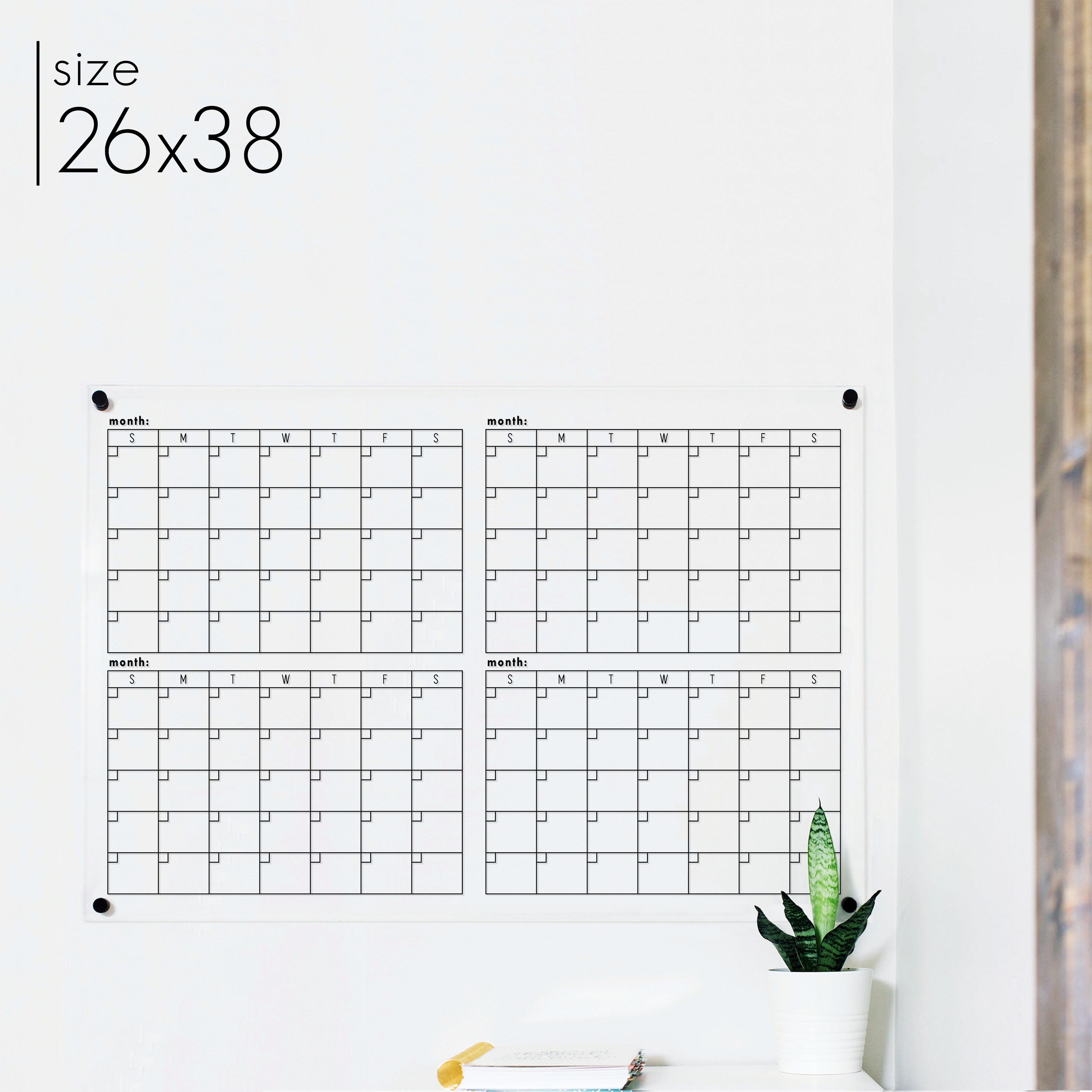 Acrylic 4 Month Quarterly Calendar | Horizontal Multi-Style