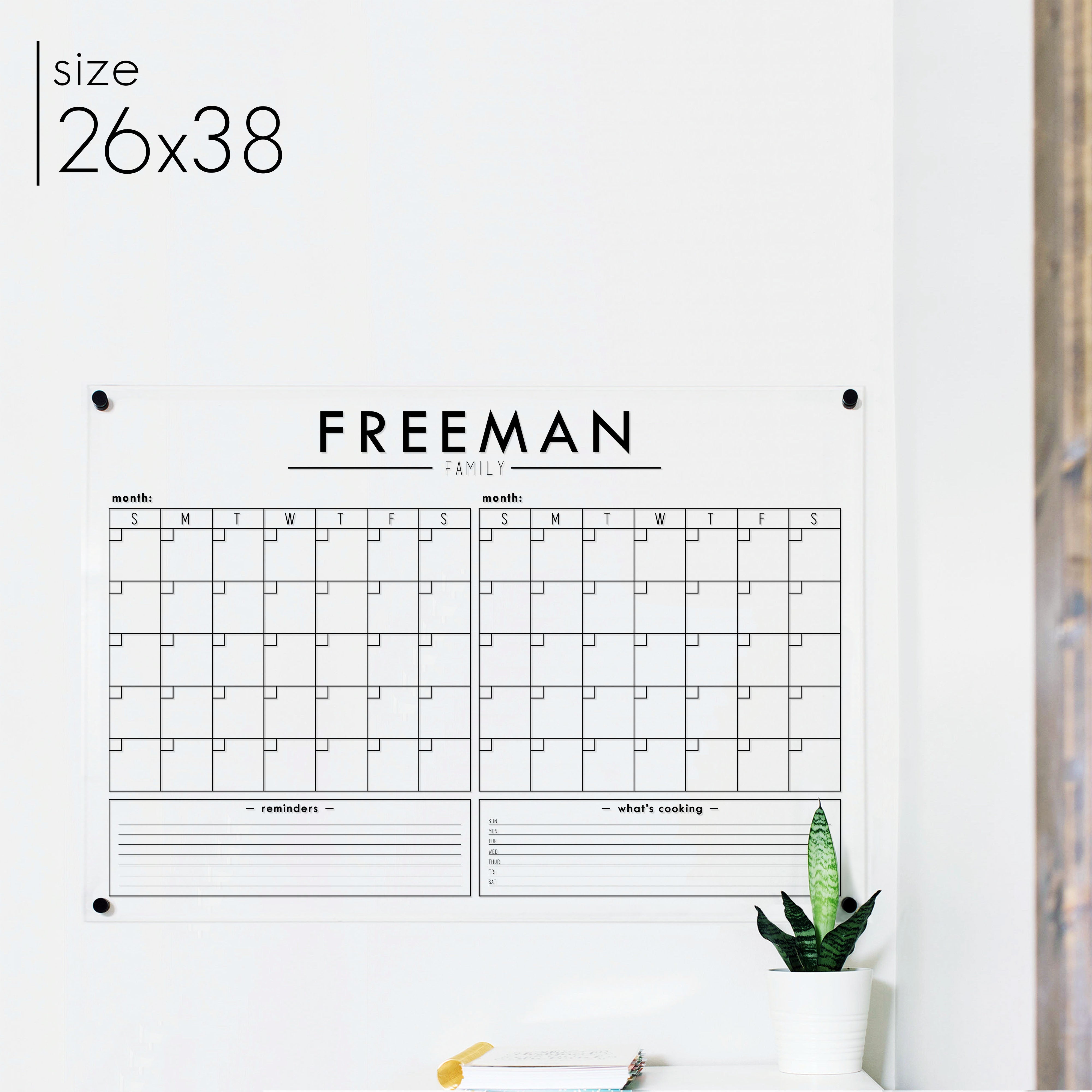2 Month Acrylic Calendar + 2 Sections | Horizontal Craig