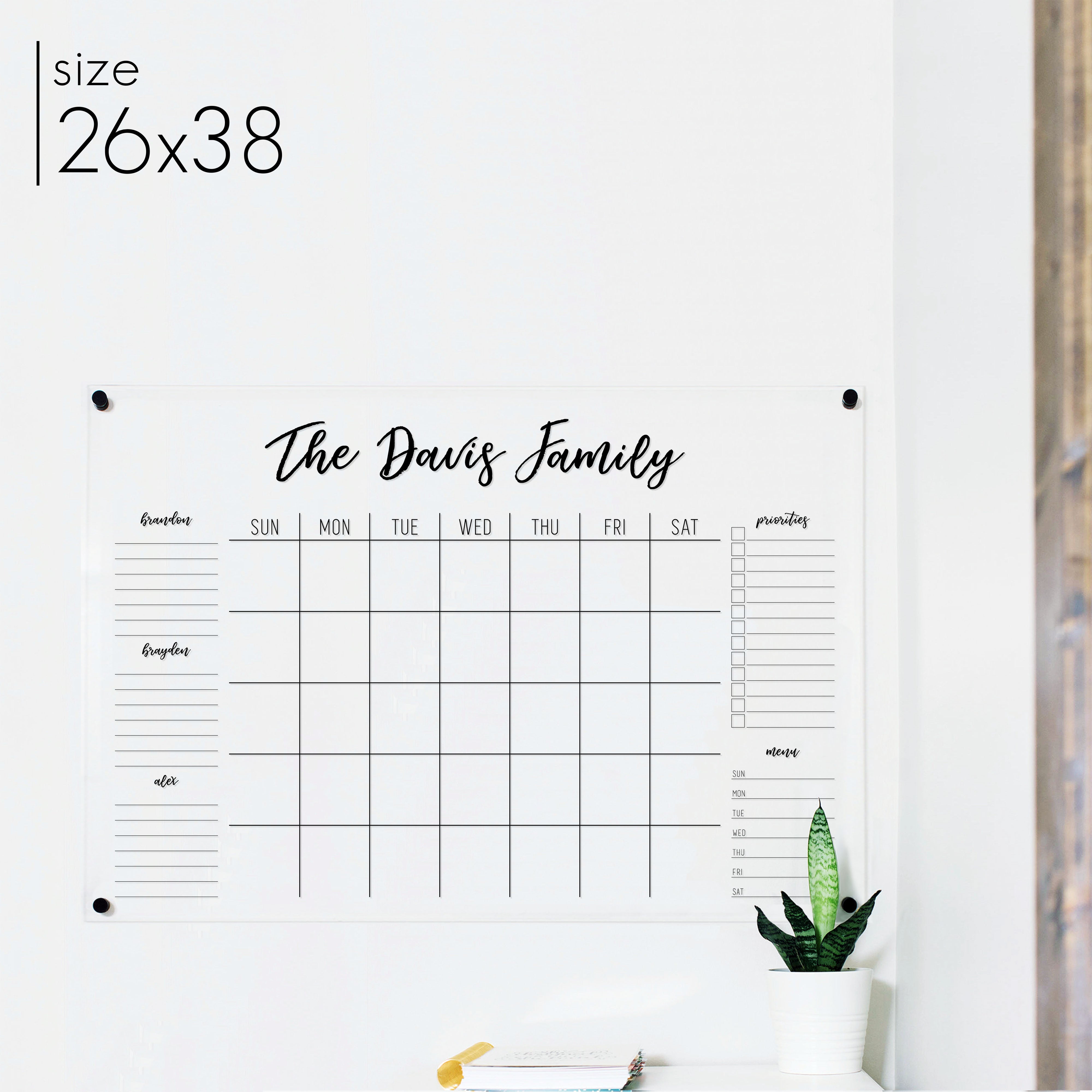 Monthly Acrylic Calendar + 5 Sections | Horizontal Traeger